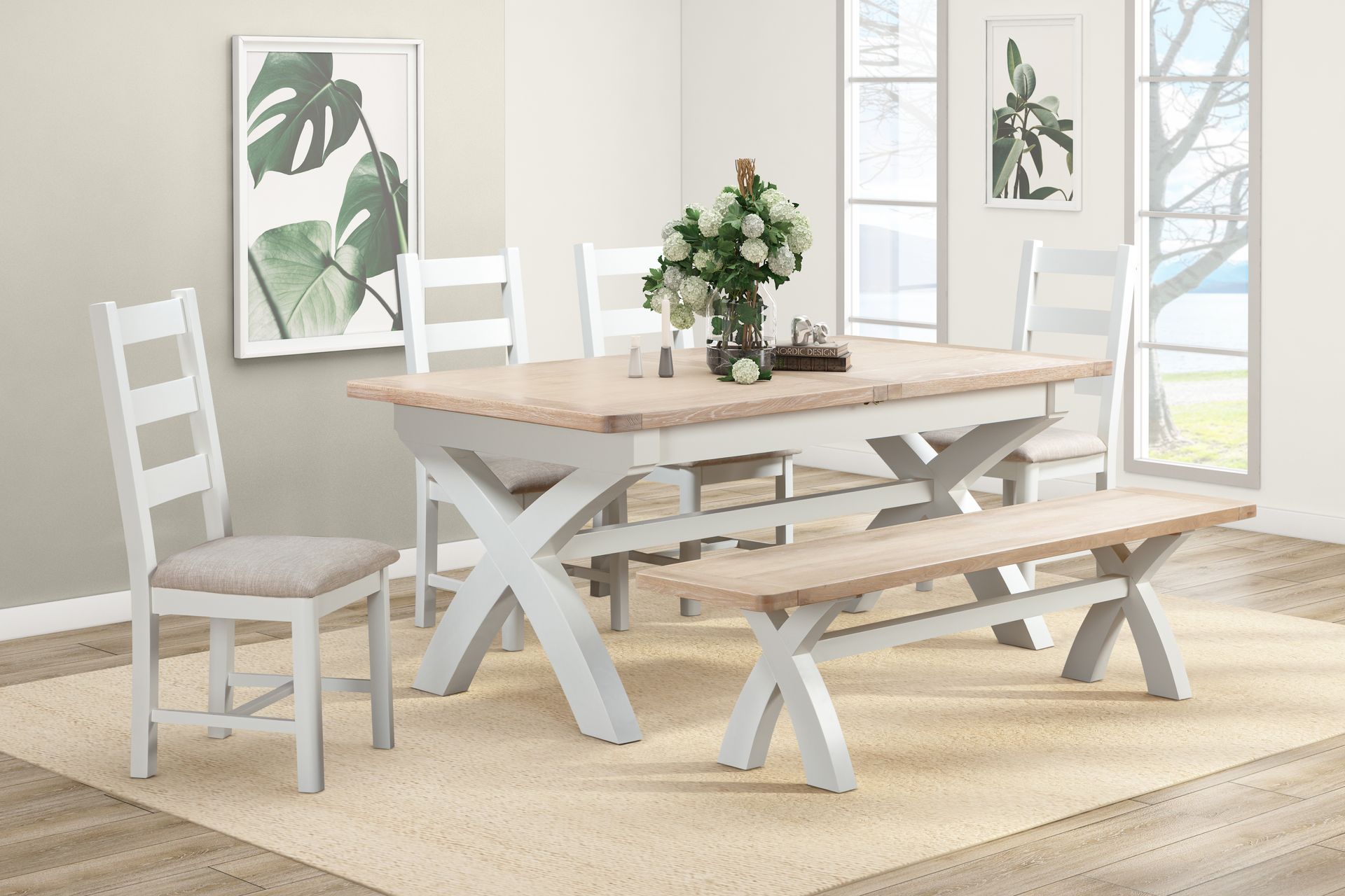 Foxington Painted 1.8m Extending Cross Leg Dining Table