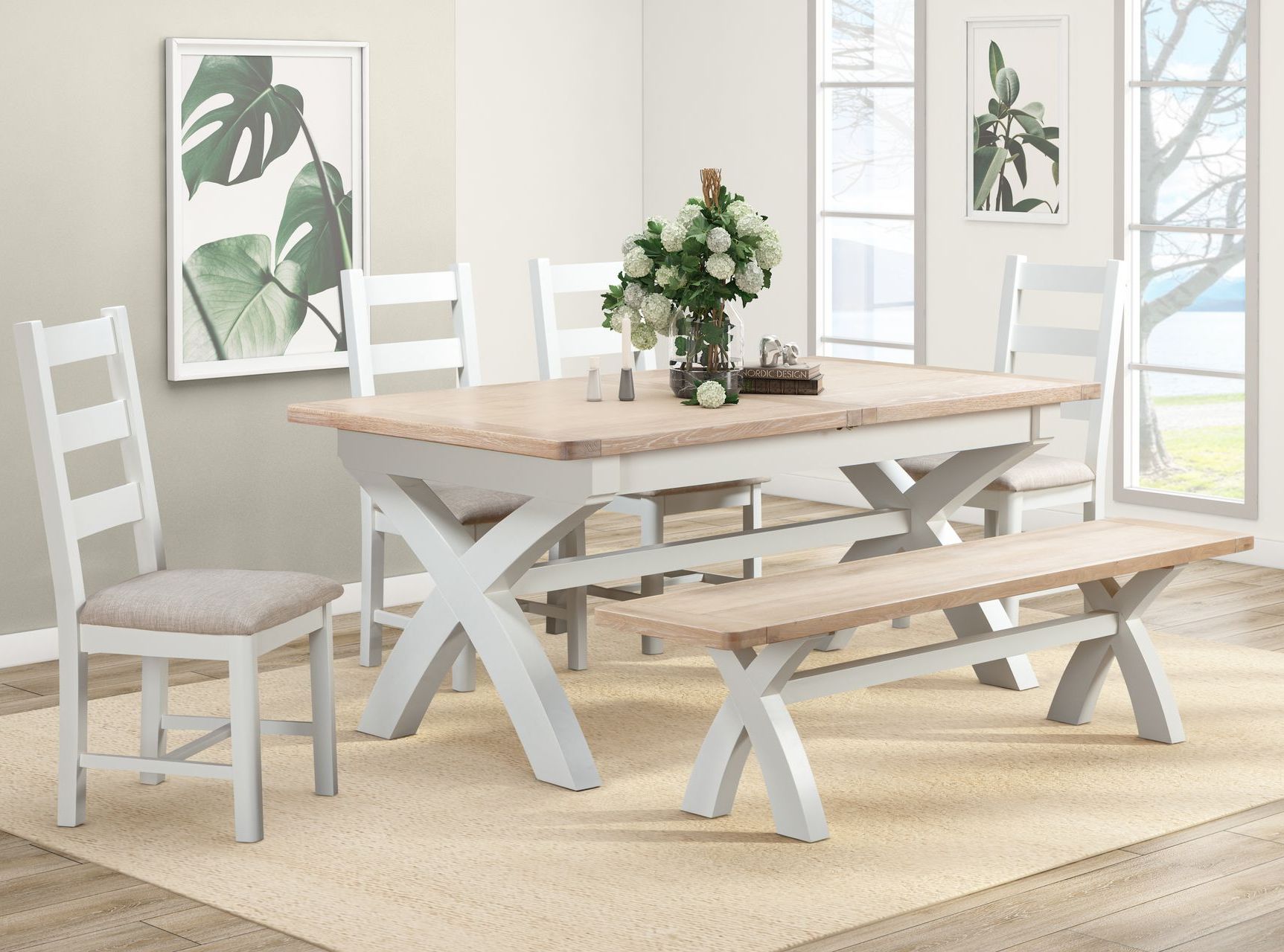 Foxington Painted 1.8m Extending Cross Leg Dining Table