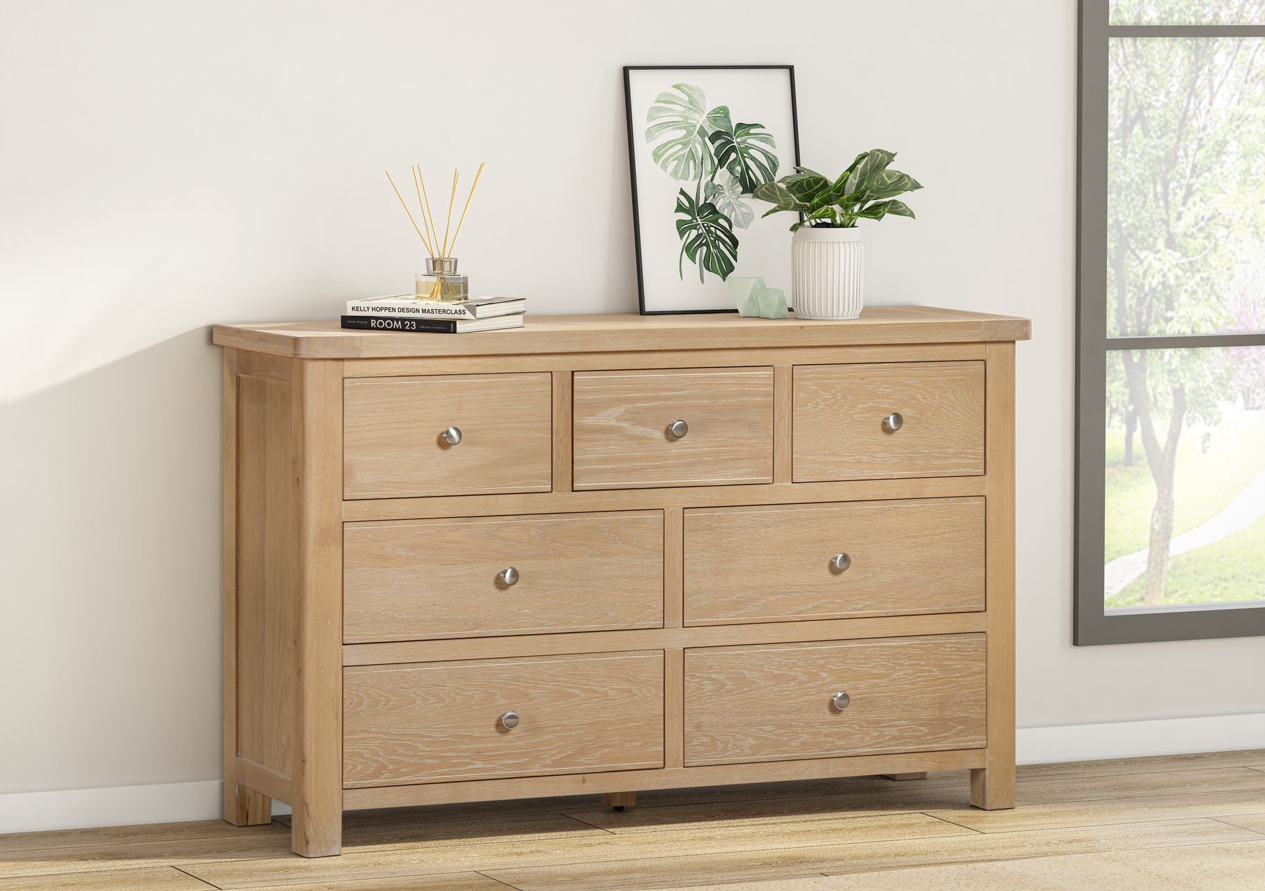 Foxington Oak 7 Drawer Wide Chest
