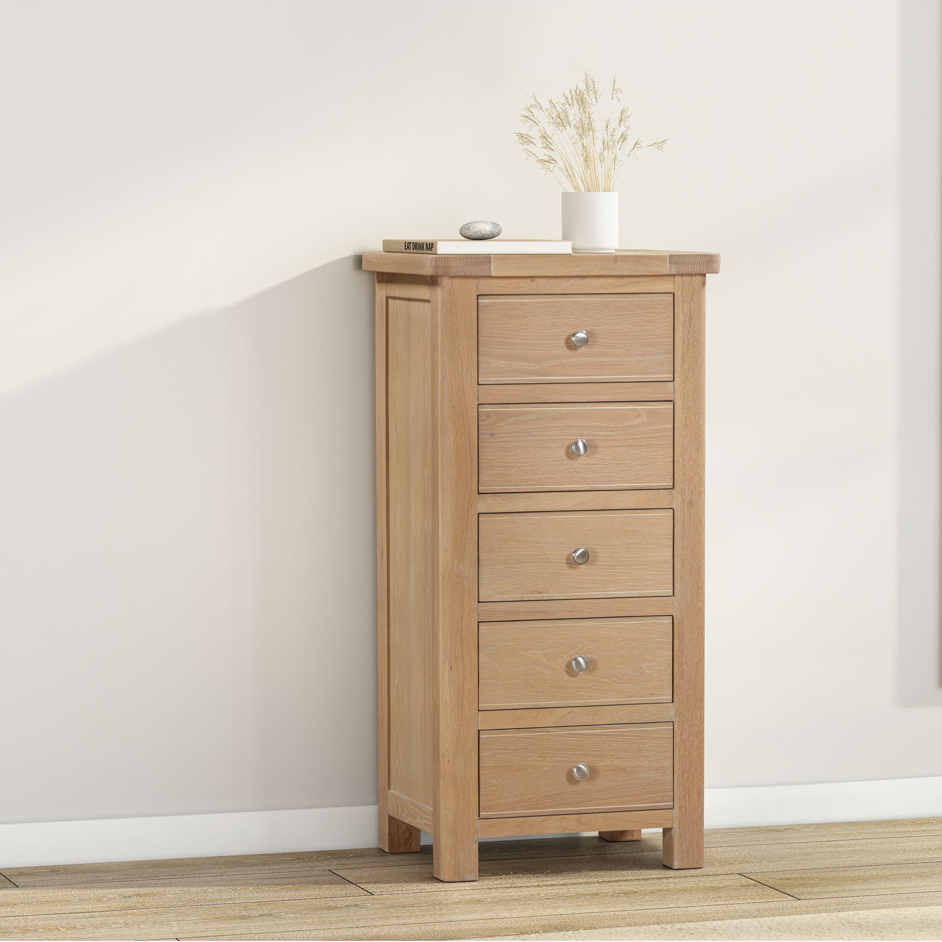 Foxington Oak 5 Drawer Tallboy