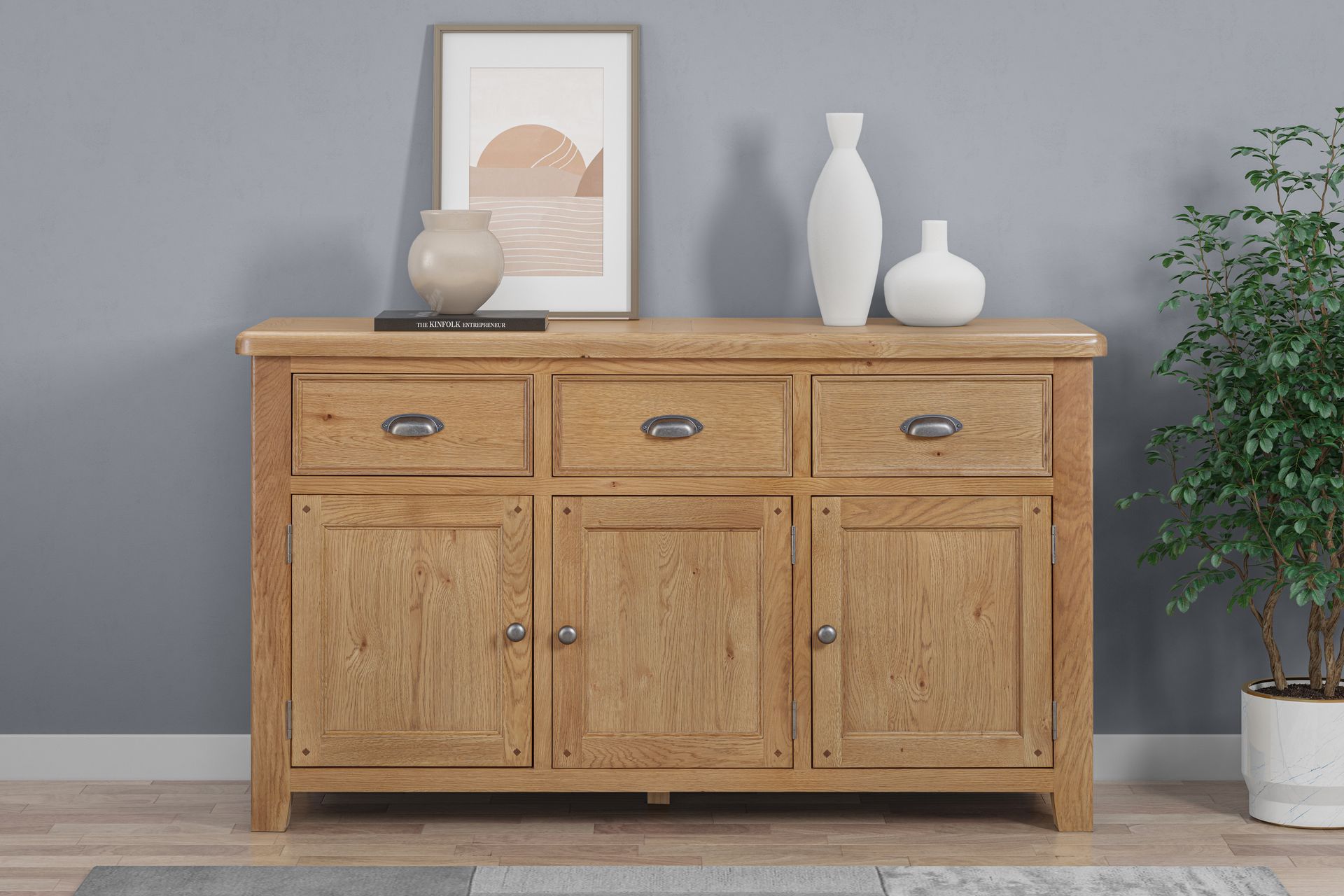 Kingsbury Oak 3 Door Sideboard