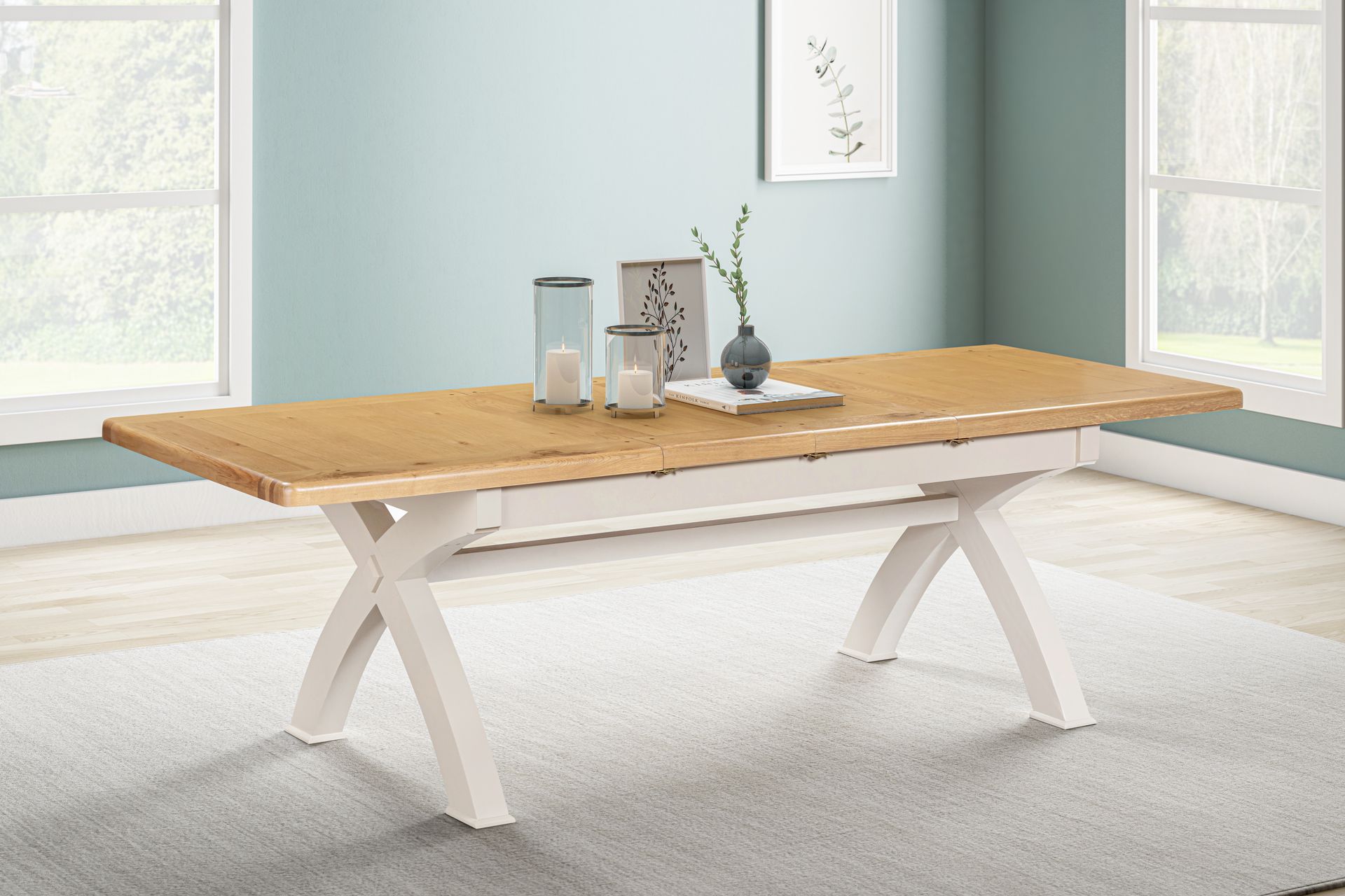 Kingsbury Painted 1.8m Extending Cross Leg Dining Table