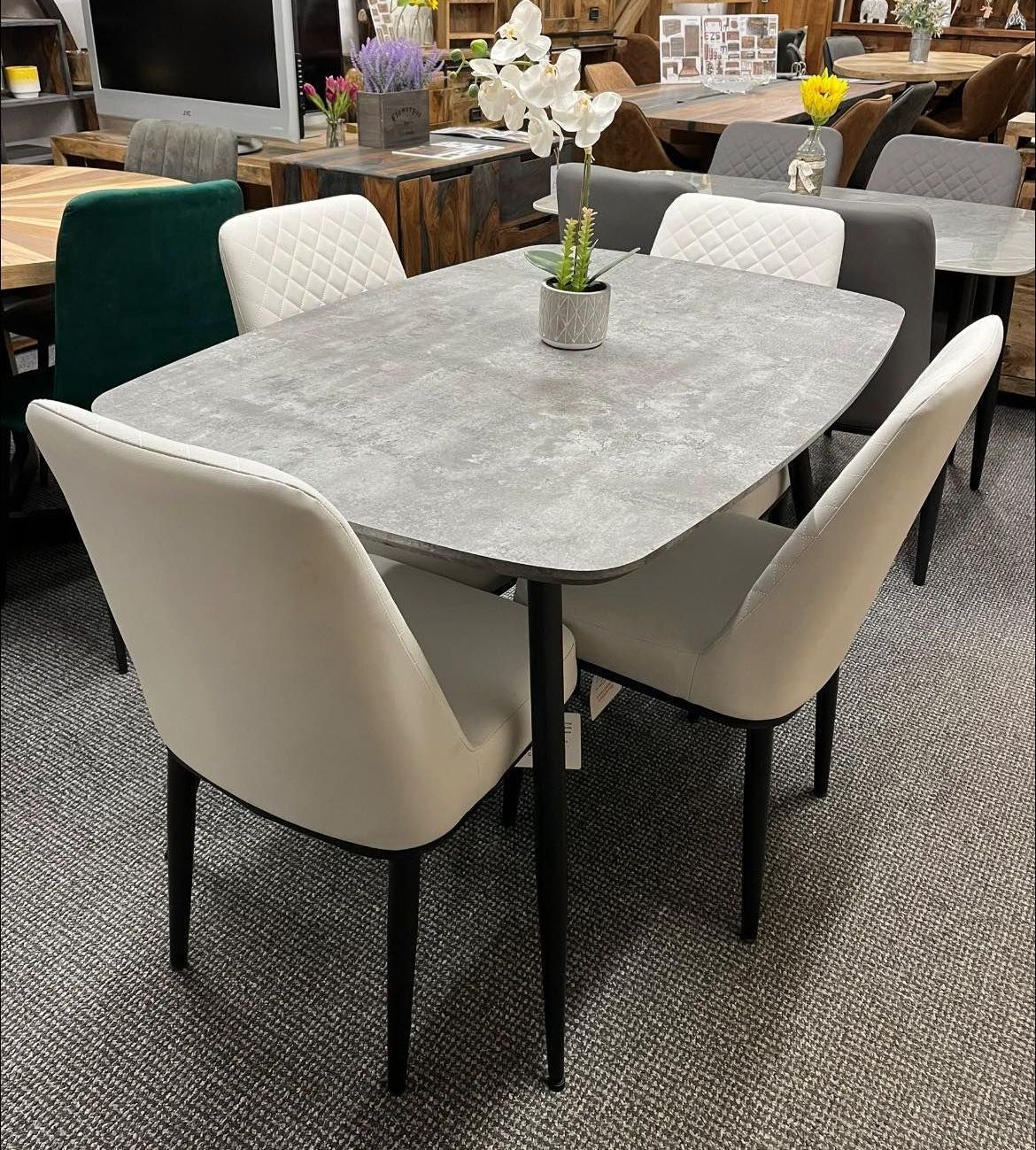 Boston 1.2m Grey Slate Effect Table