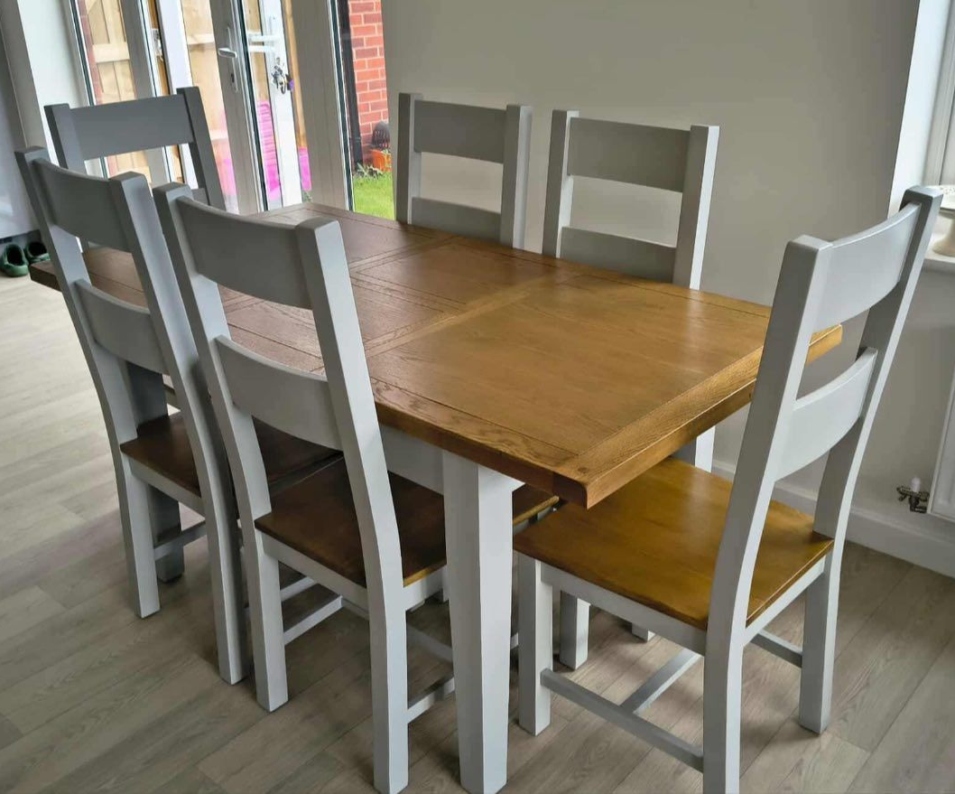 French Grey 1.6m Extending Dining Table