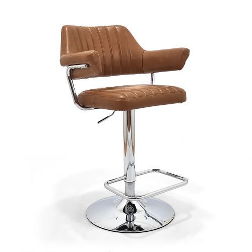 Cortez Vintage PU Leather Tan Swivel Bar Stool