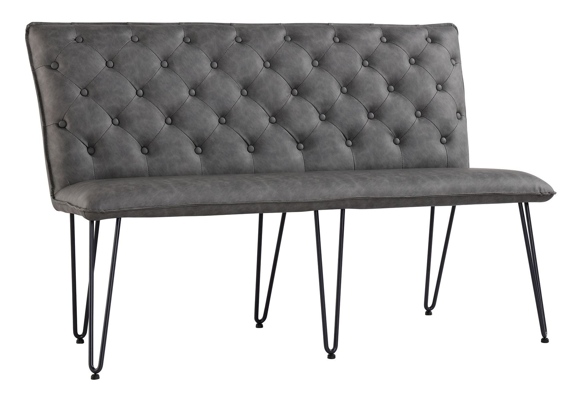 Grey Studded Back Bench 140cm