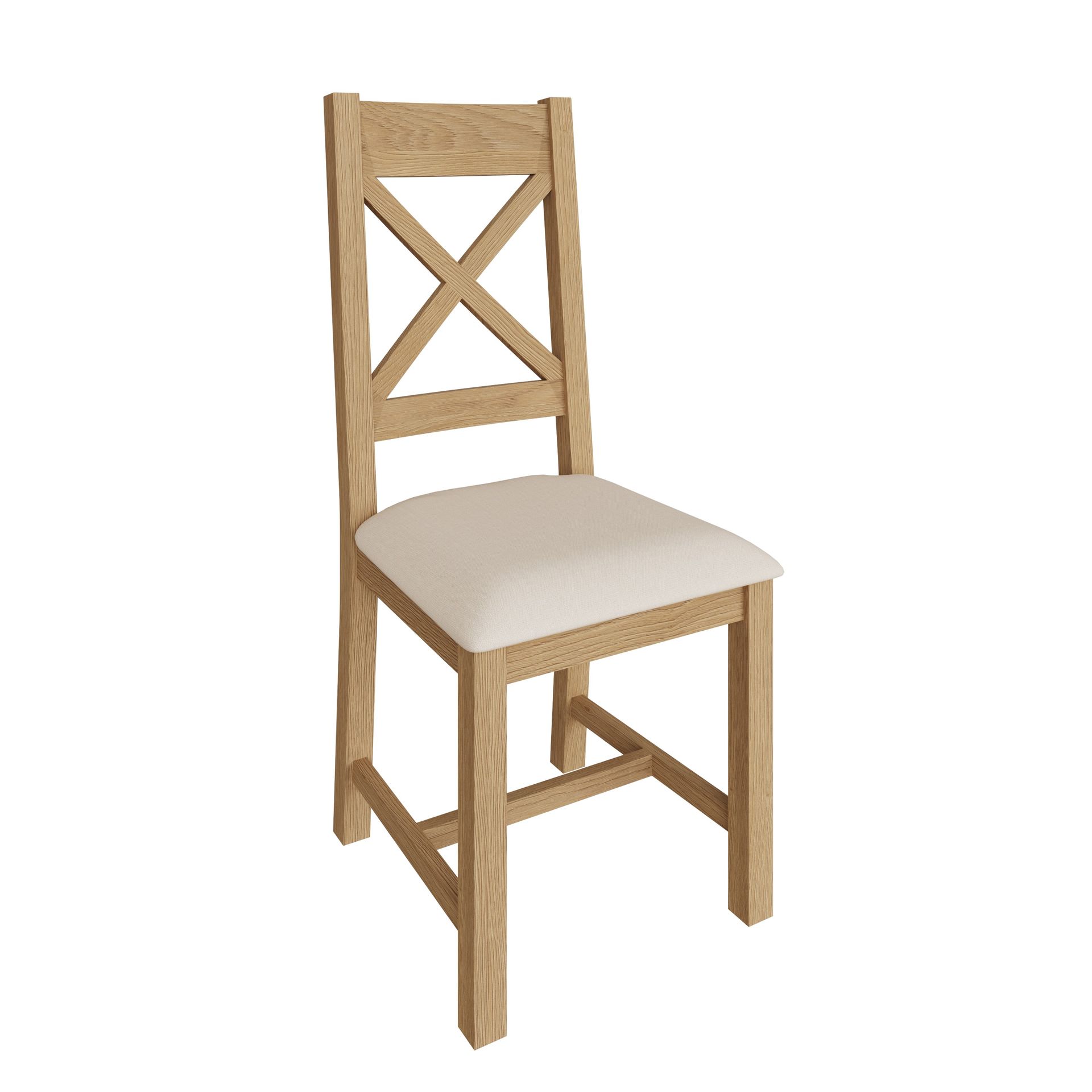 Stratford Oak Cross Back Chair - Fabric Seat
