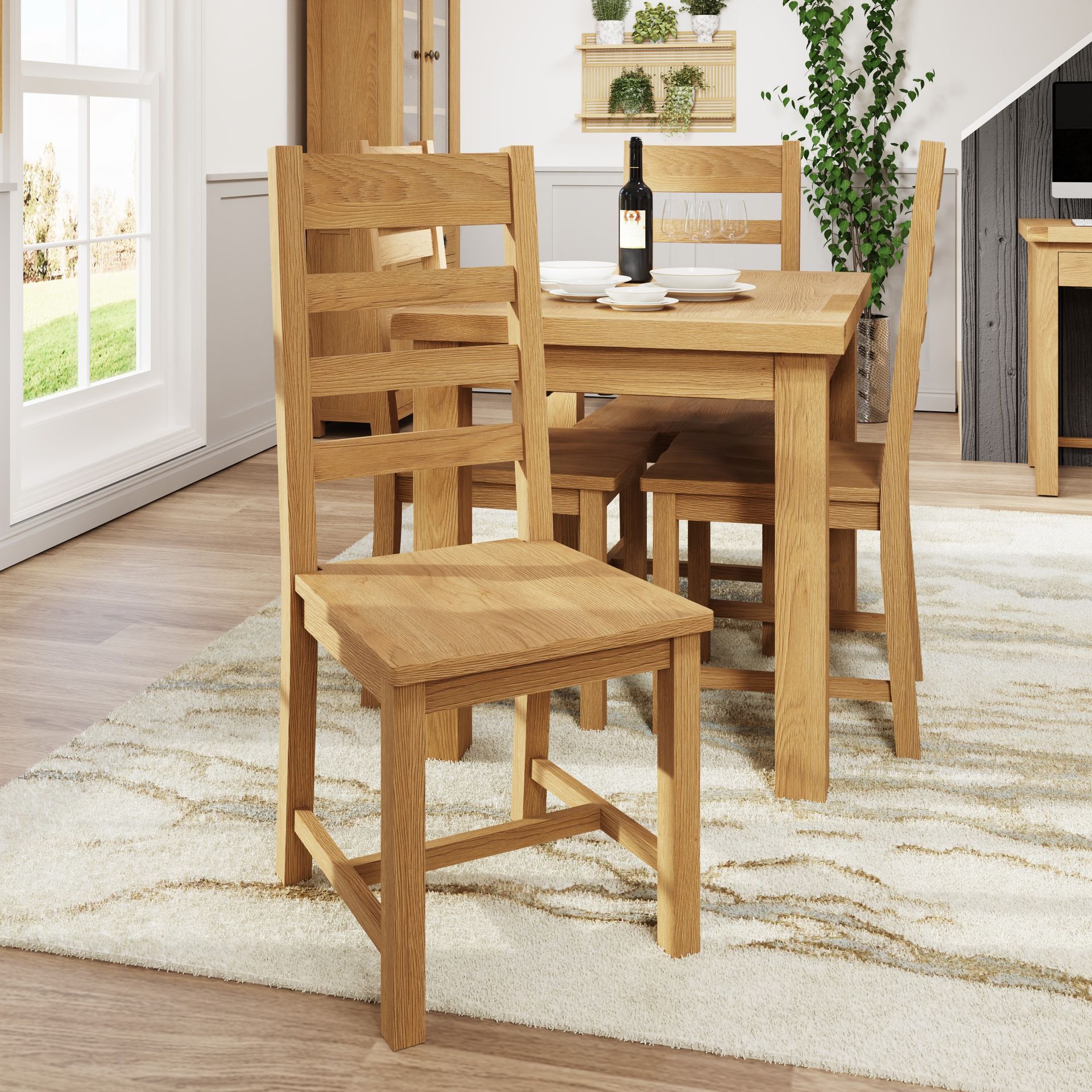 Stratford Oak Ladder Back Chair - Wooden Seat