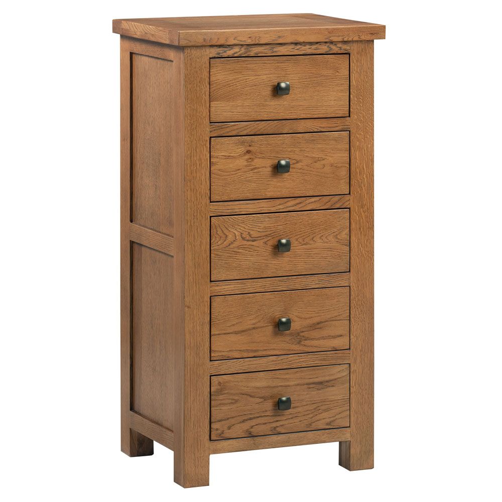 Dorchester Oak 5 Drawer Tallboy
