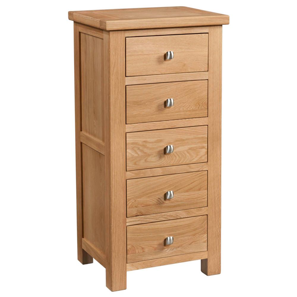 Dorchester Oak 5 Drawer Tallboy