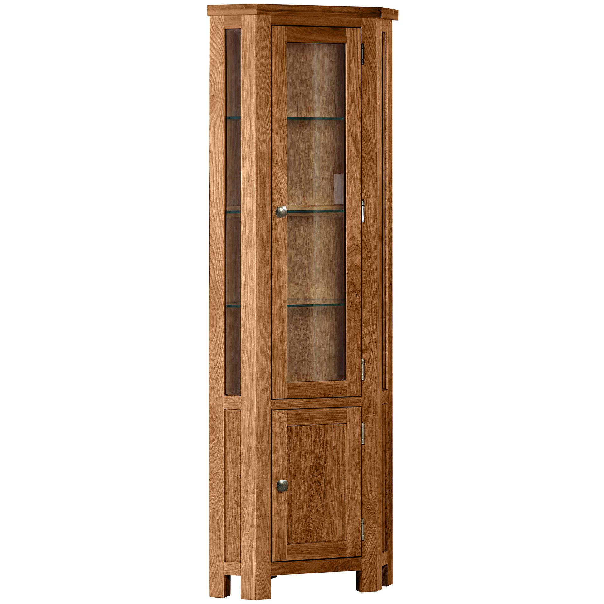 Dorchester Rustic Oak Corner Glazed Display Cabinet
