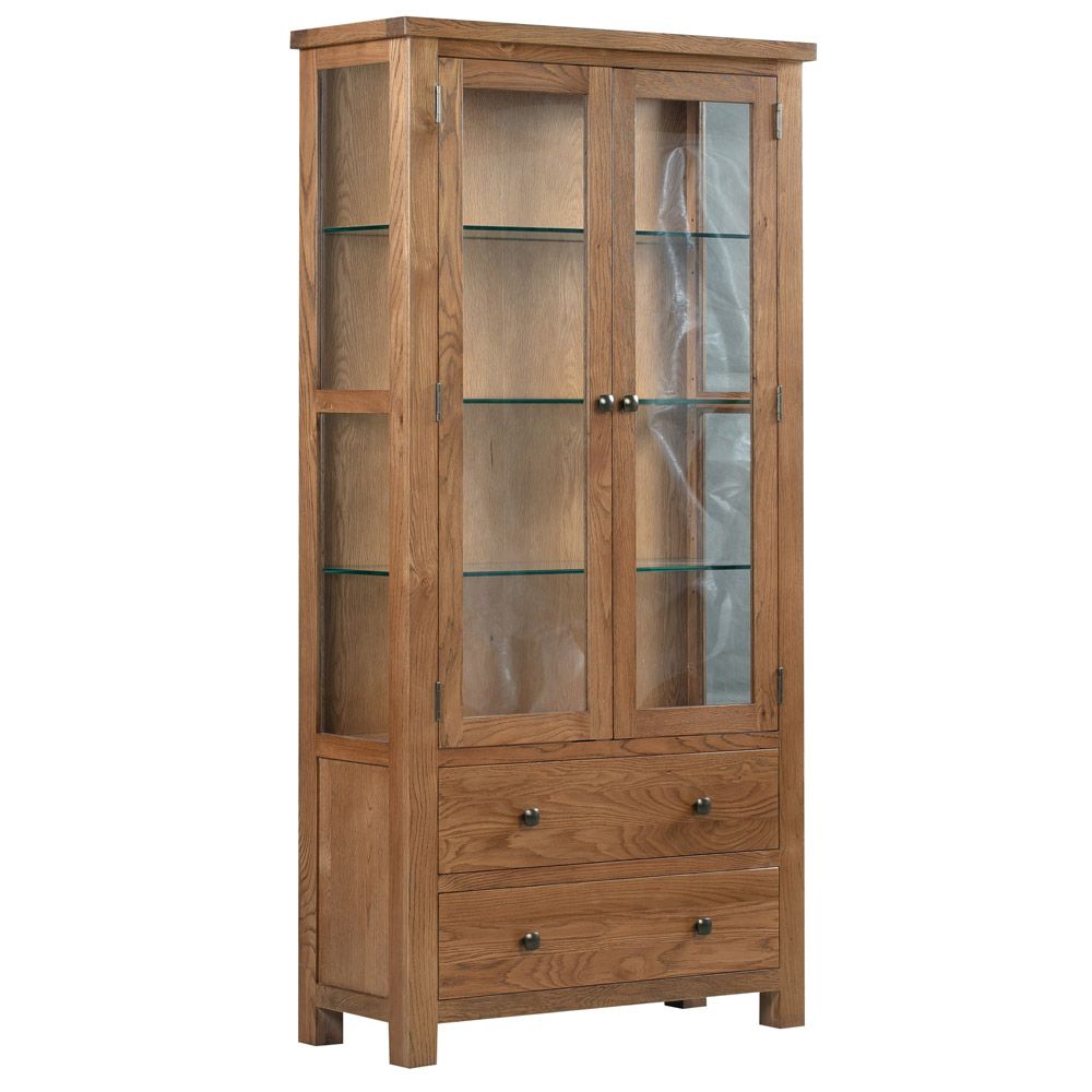 Dorchester Rustic Oak Glazed Display Cabinet