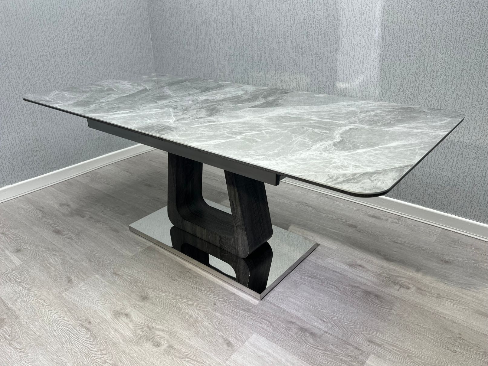 Zermatt 1.6m-2.0m Grey Ceramic Marble Effect Table