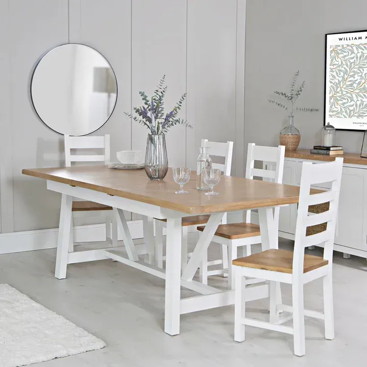 Evesham White 1.8m Refectory Butterfly Extending Table