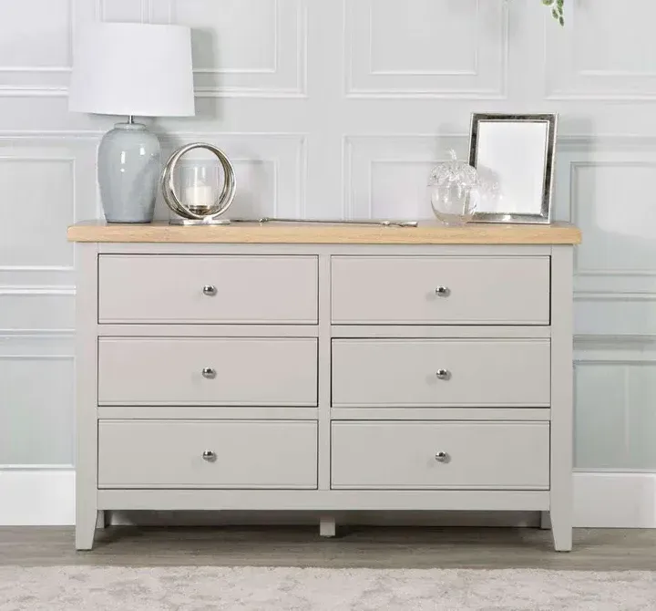 Evesham Grey 6 Drawer Wide Chest