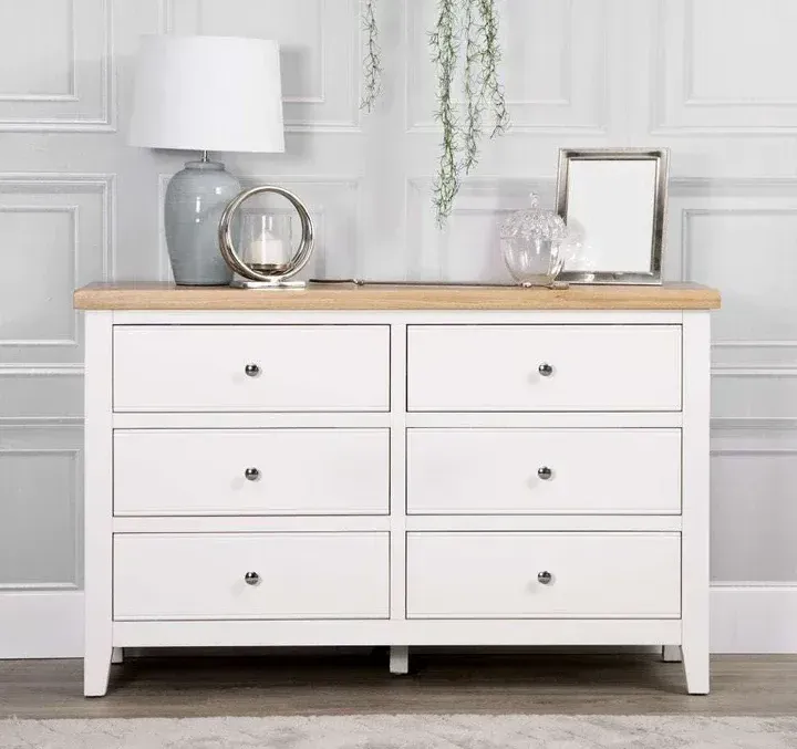 Evesham White 6 Drawer Wide Chest