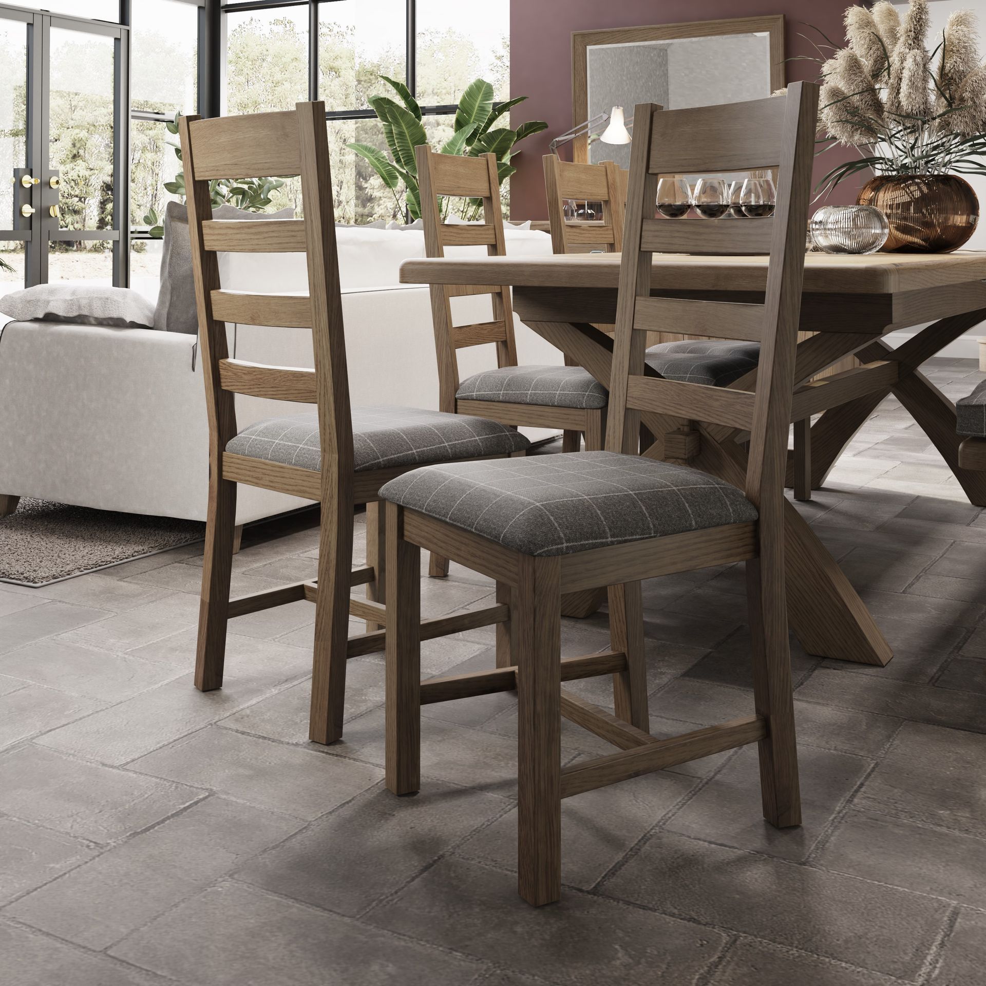 Forest Oak Slatted Dining Chair Grey
