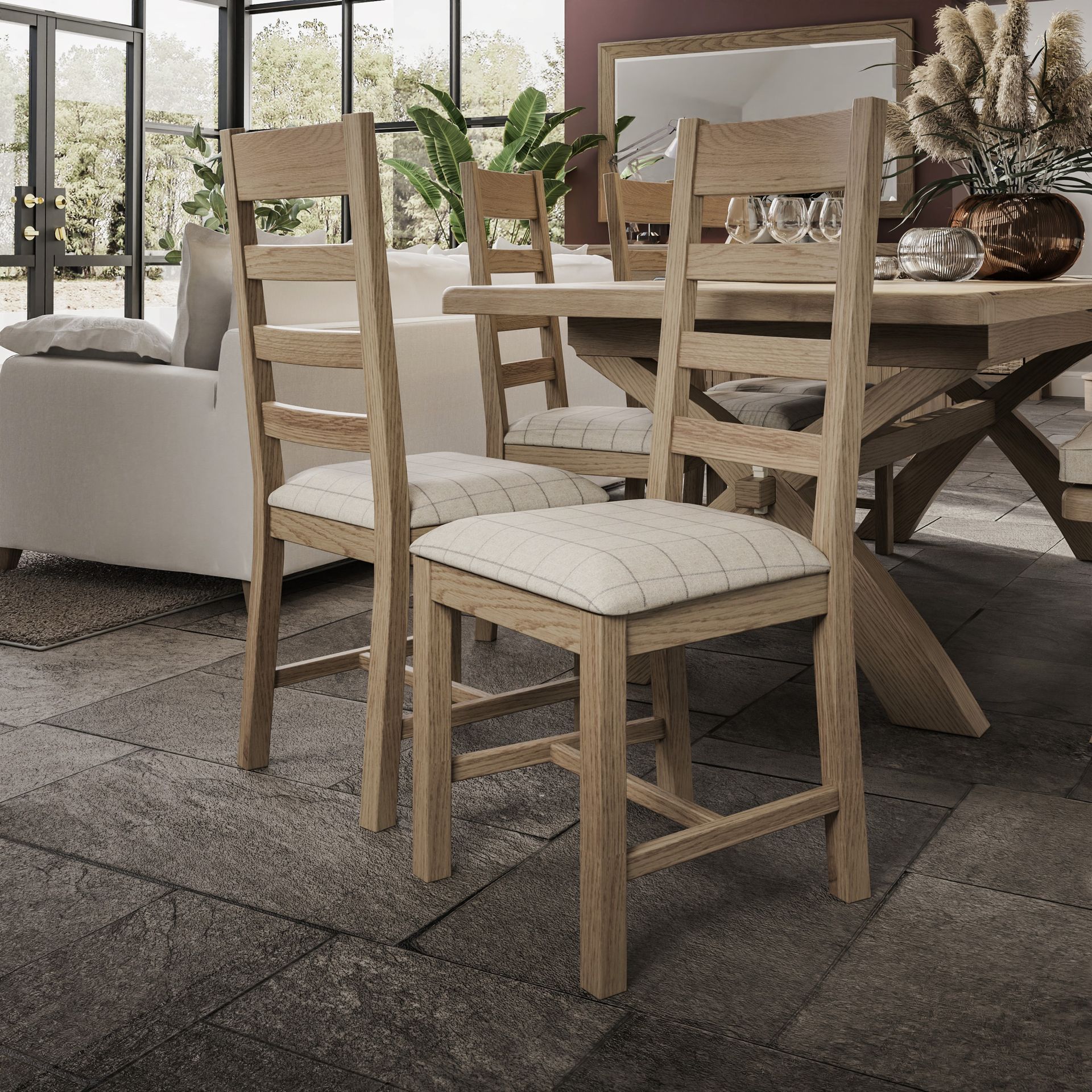 Forest Oak Slatted Dining Chair Beige