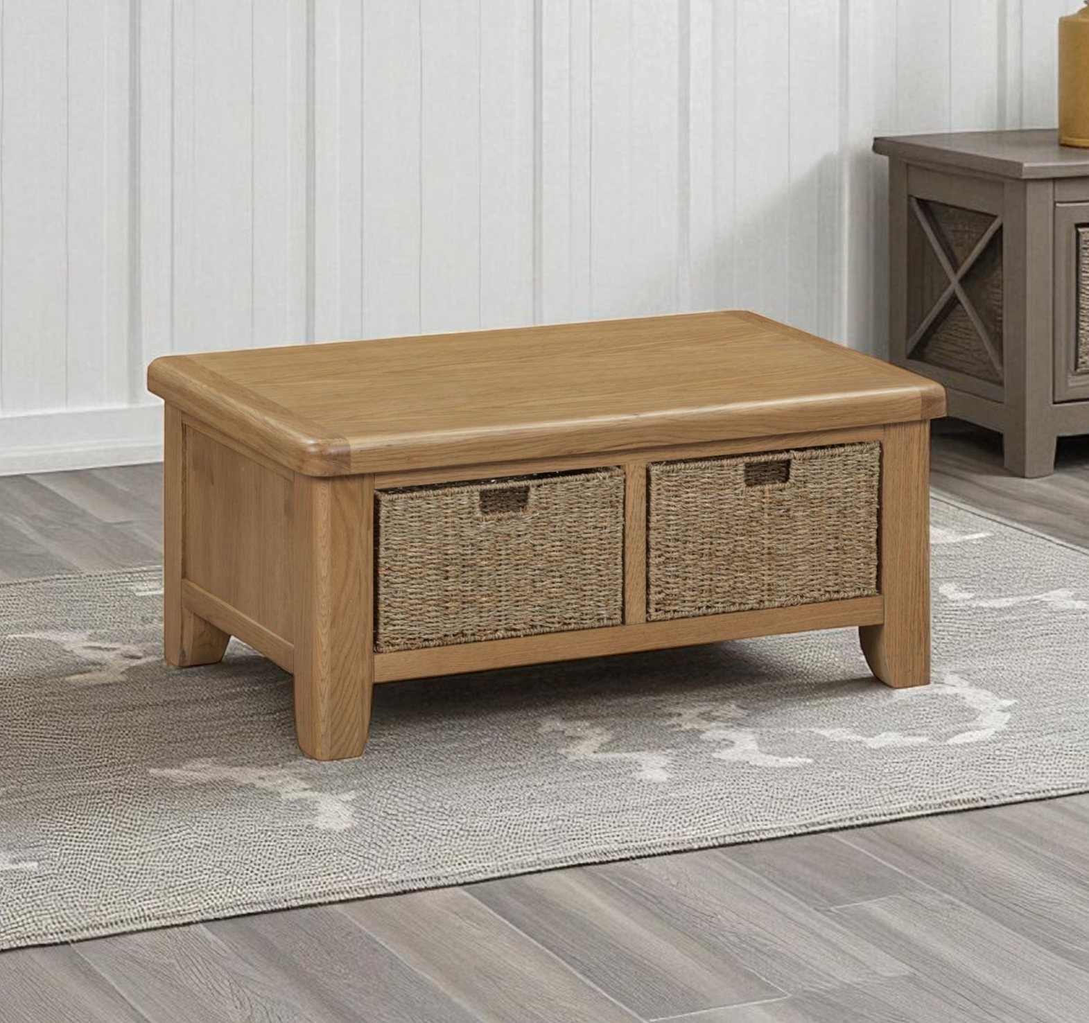 Harris Oak Coffee Table with Baskets