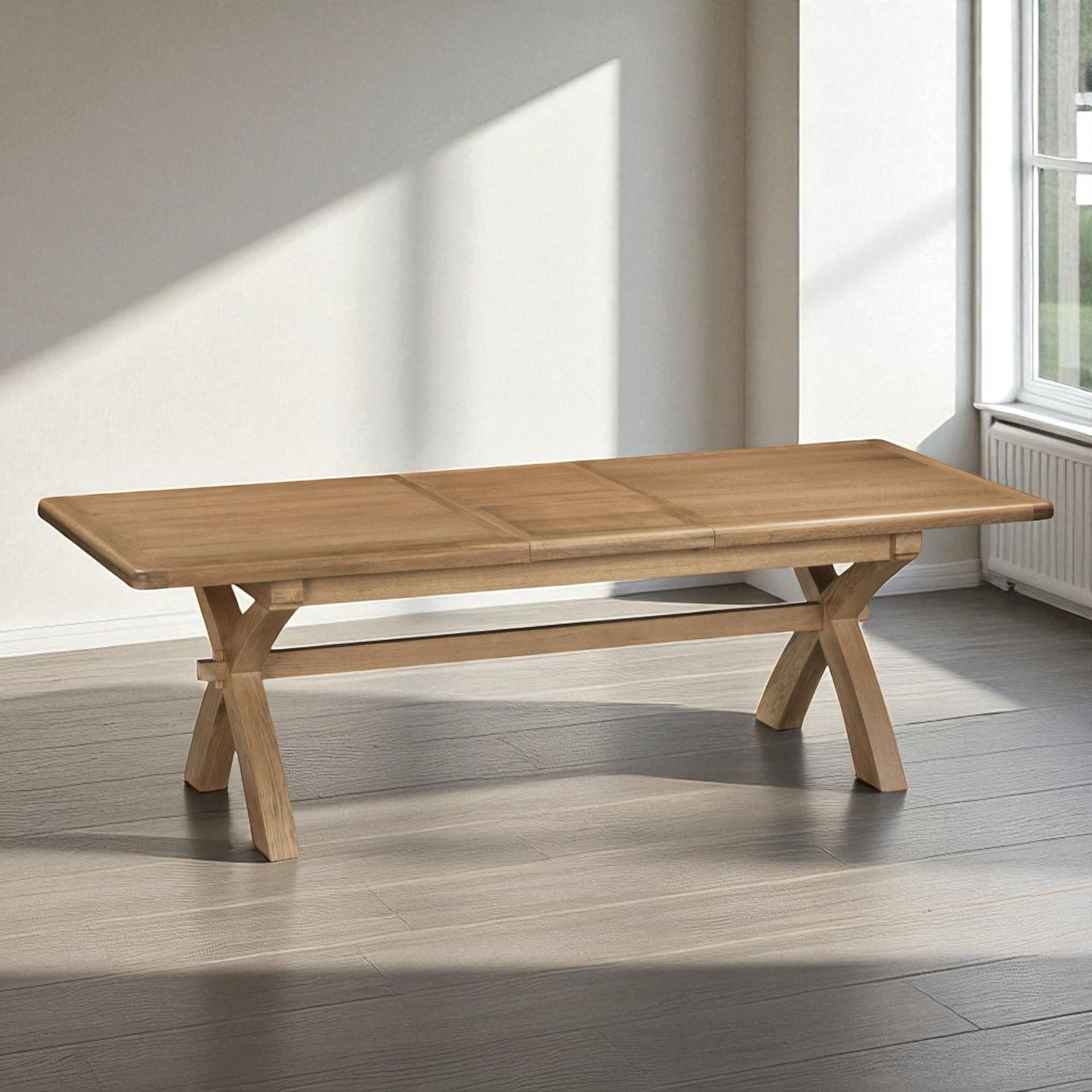 Forest Oak 2.0m Cross Legged Fixed Top Dining Table