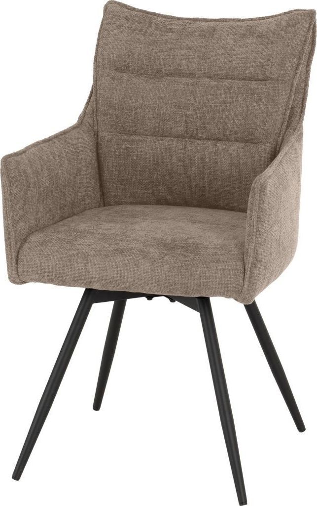 Lewis Fawn Fabric Carver Swivel Chair