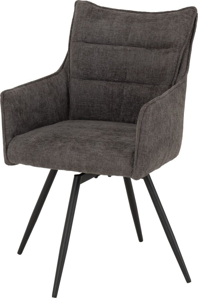 Lewis Grey Fabric Carver Swivel Chair