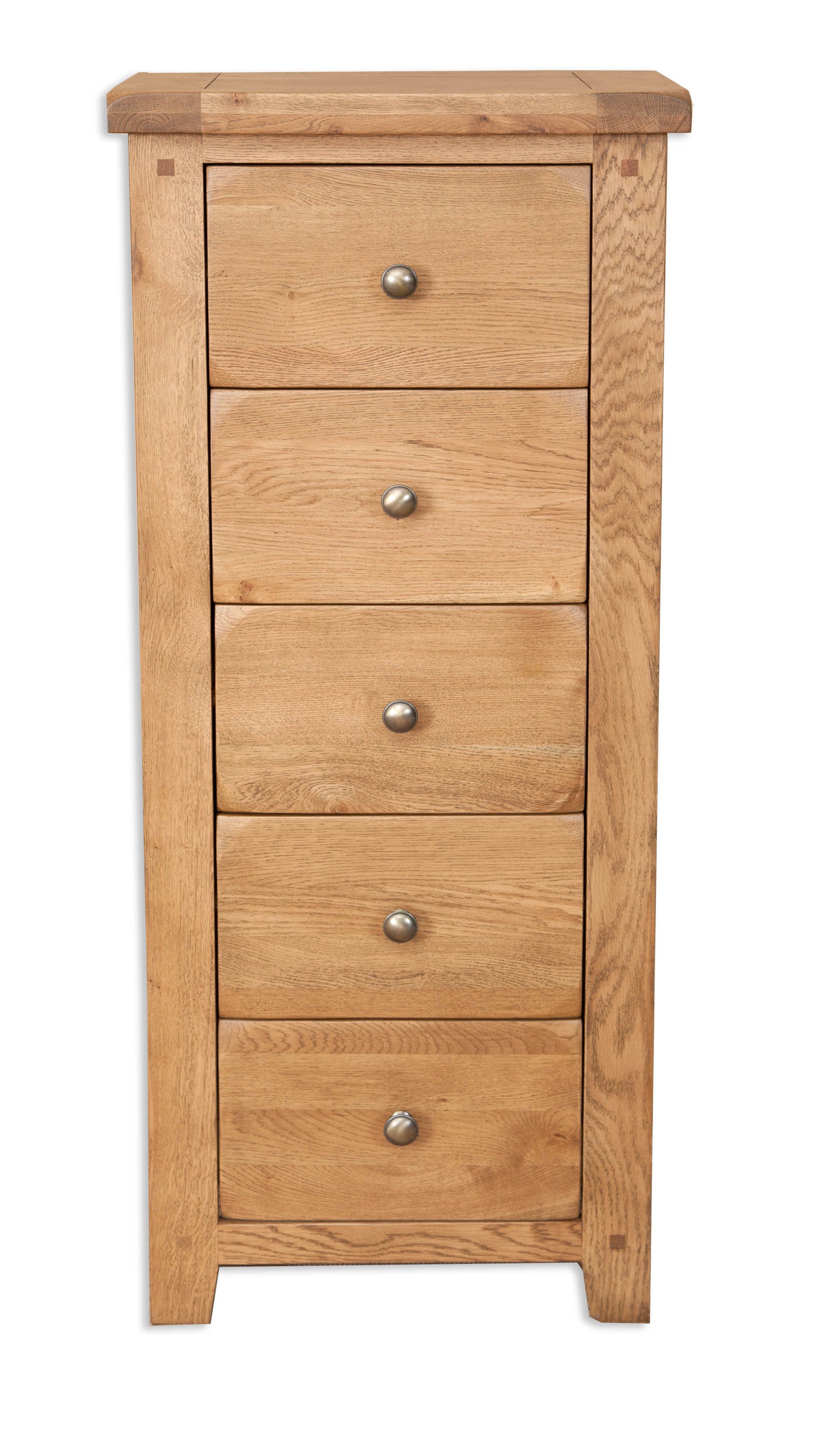 Country Oak 5 Drawer Tallboy