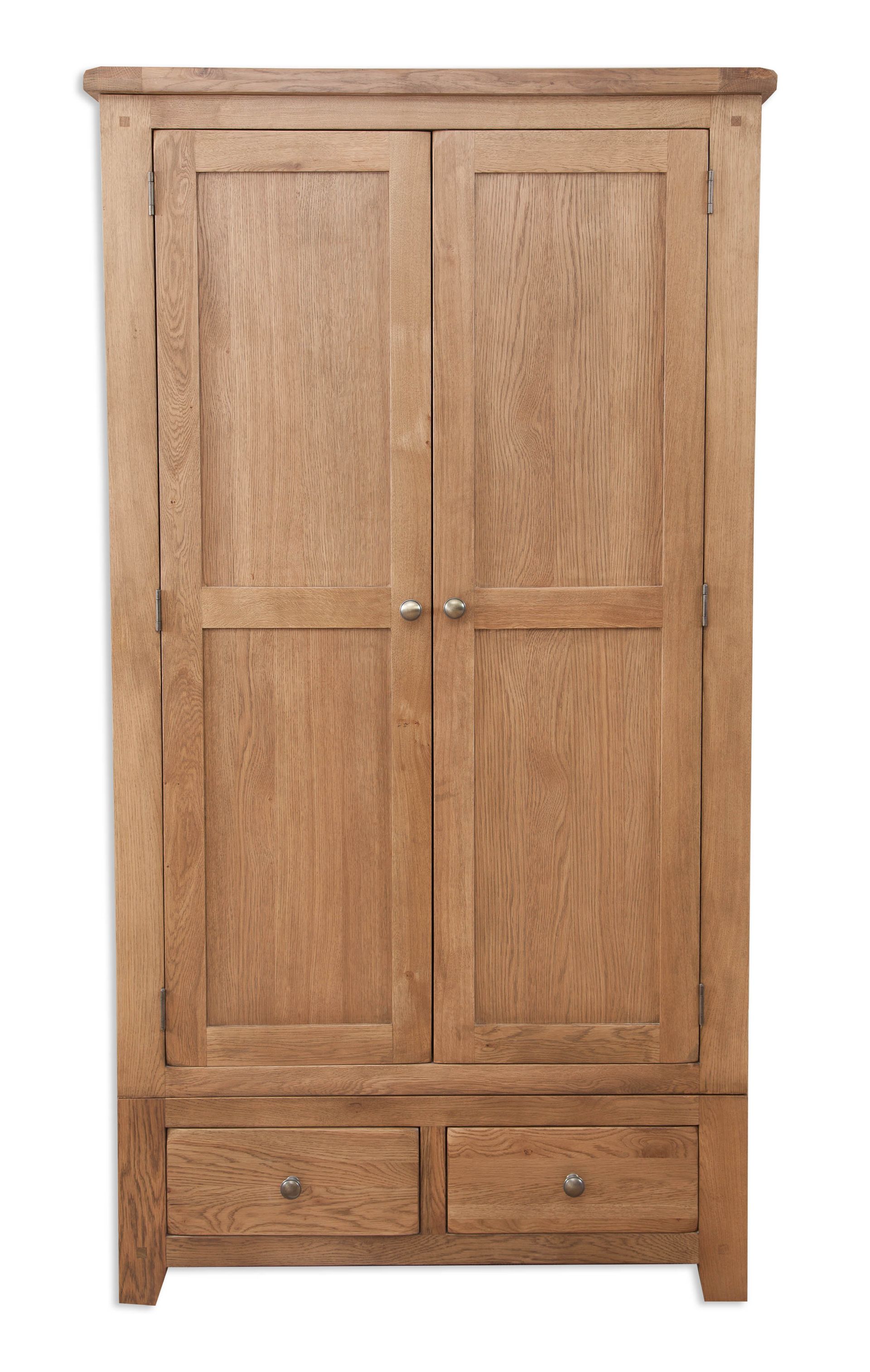 Country Oak 2 Door 2 Drawer Double Wardrobe