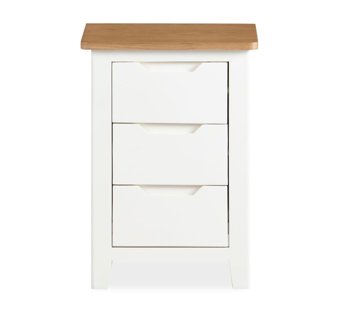 Dorset White 3 Drawer Bedside Cabinet