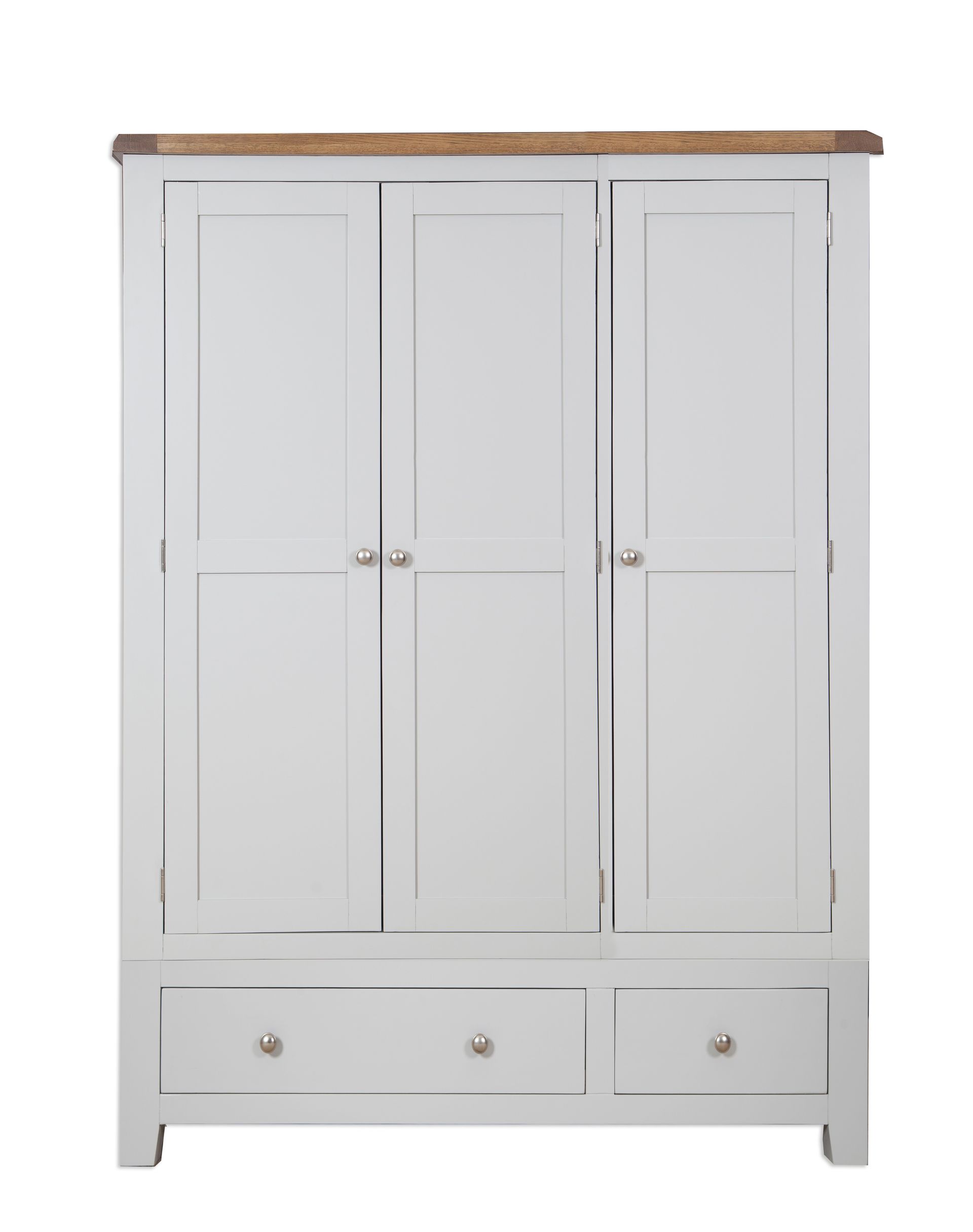 French Grey 3 Door 2 Drawer Triple Wardrobe