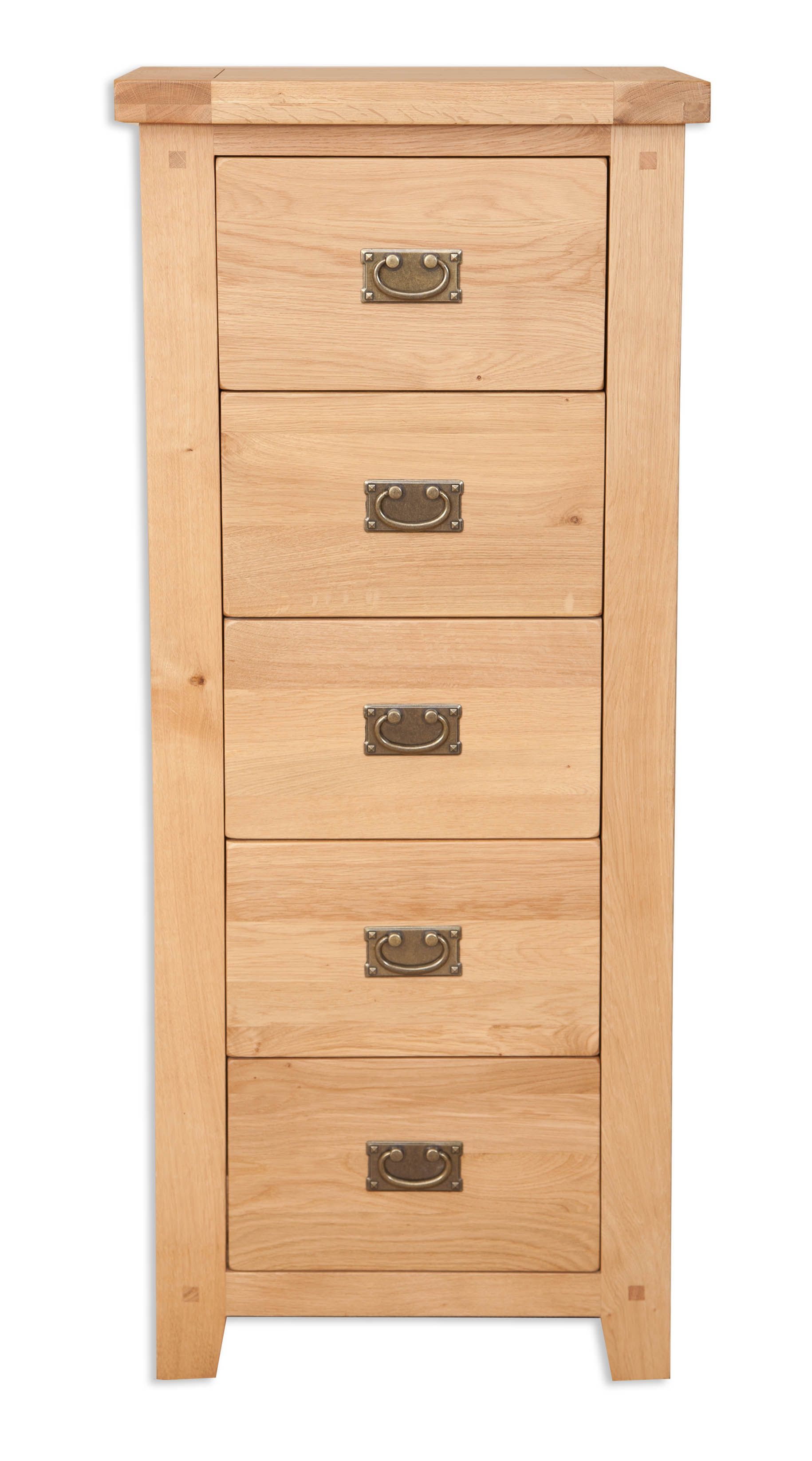 Natural Oak 5 Drawer Tallboy