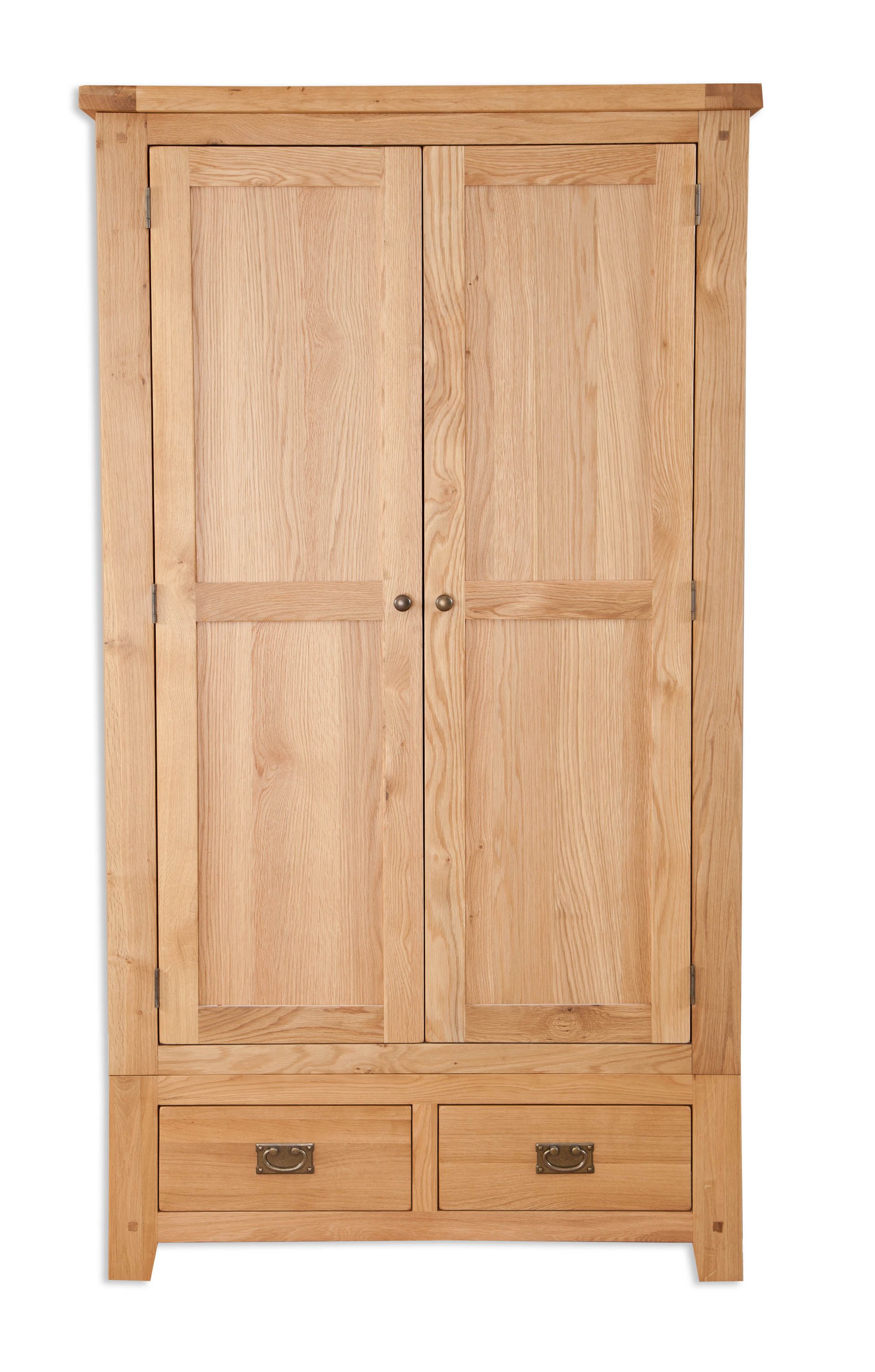 Natural Oak 2 Door 2 Drawer Double Wardrobe