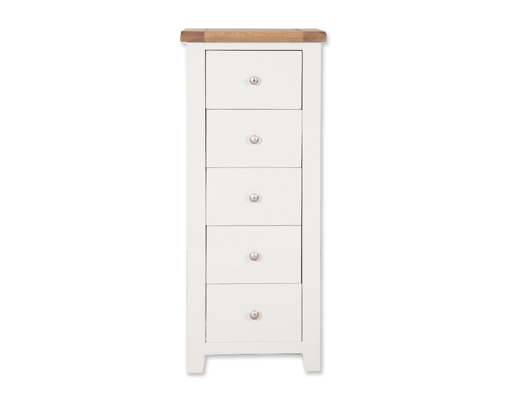 Malvern White 5 Drawer Tallboy