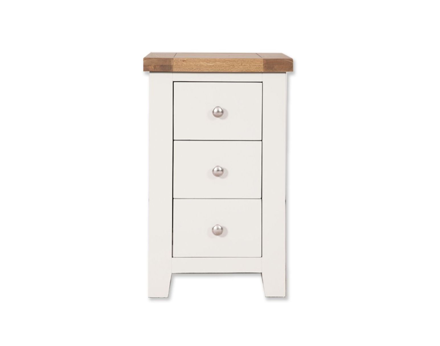 Malvern White 3 Drawer Bedside Cabinet