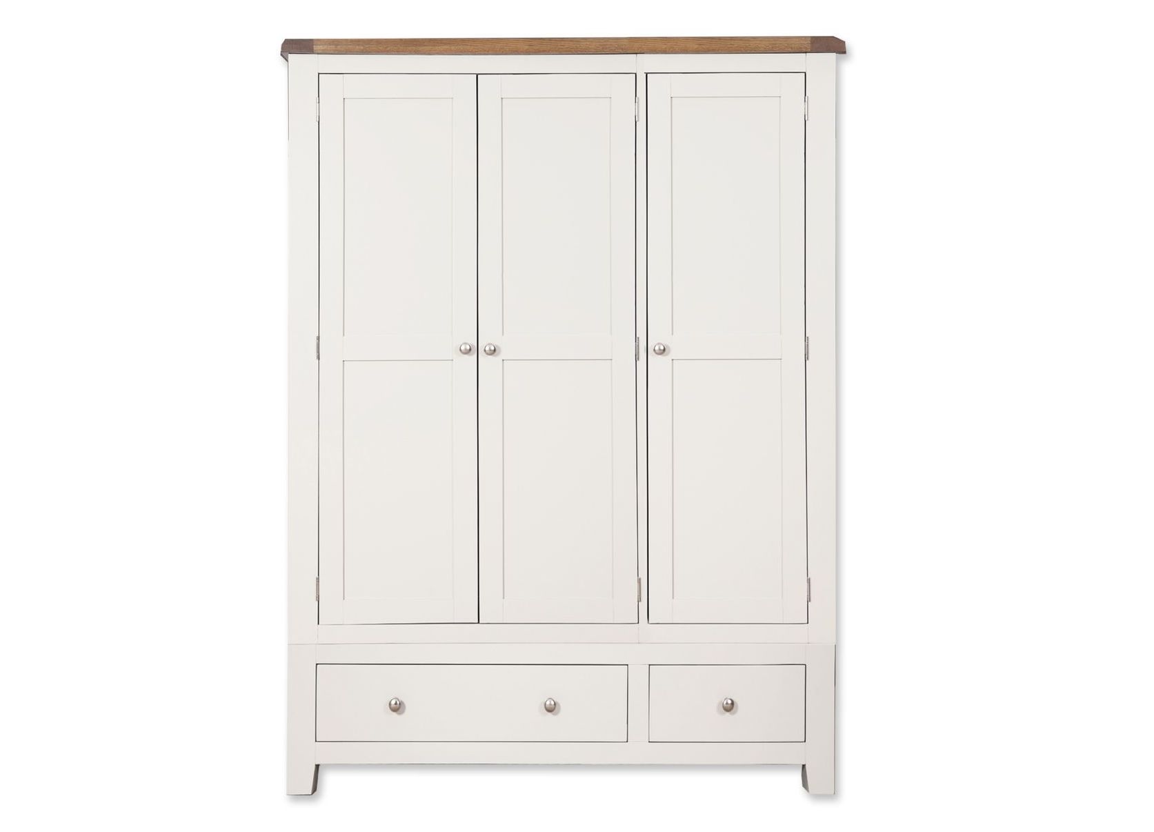 Malvern White 3 Door 2 Drawer Triple Wardrobe