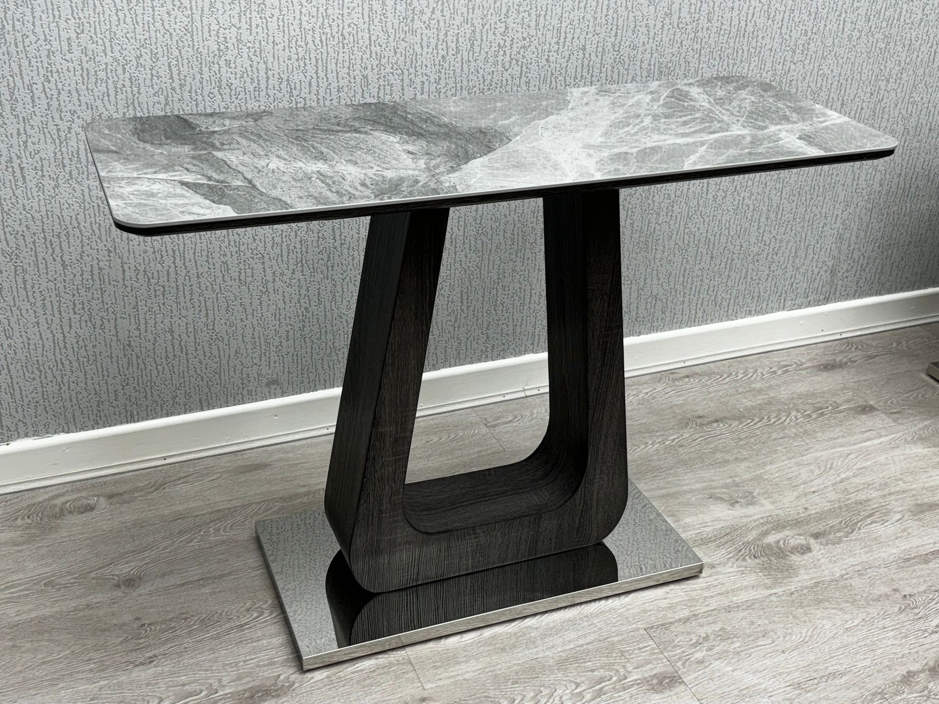 Zermatt Grey Ceramic Marble Effect Console Table