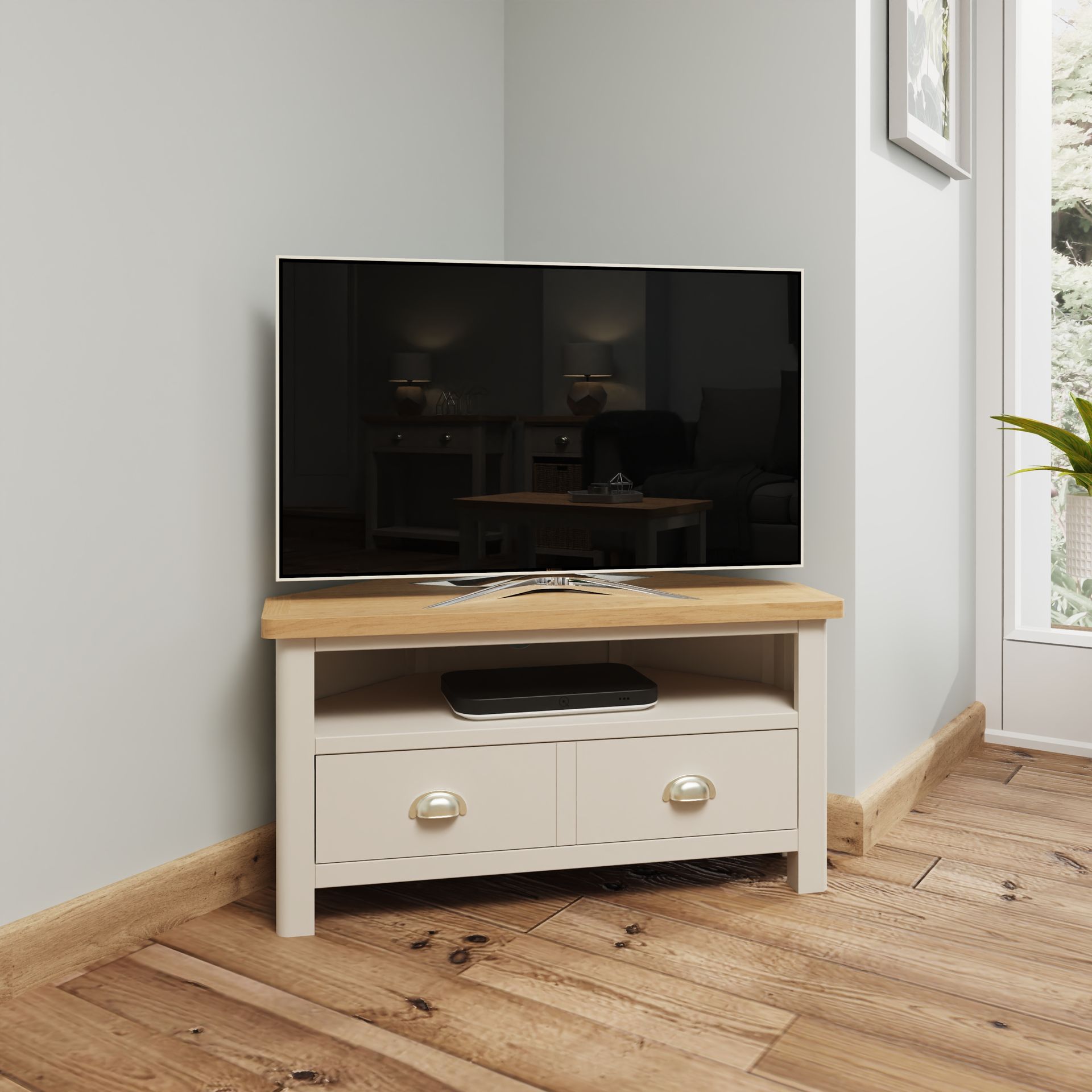 Warwick Oak Truffle Corner TV Unit