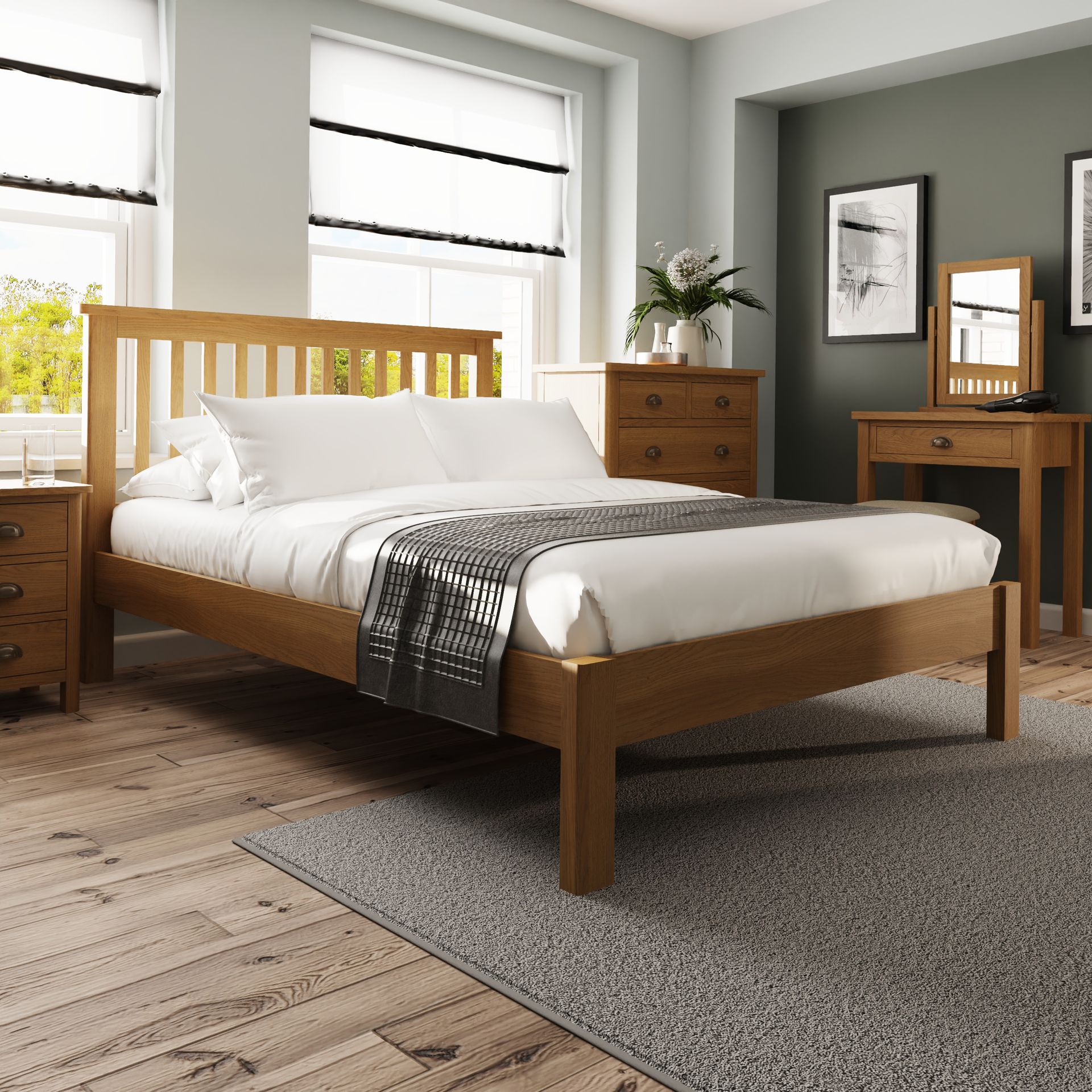 Warwick Oak 4'6 Bed