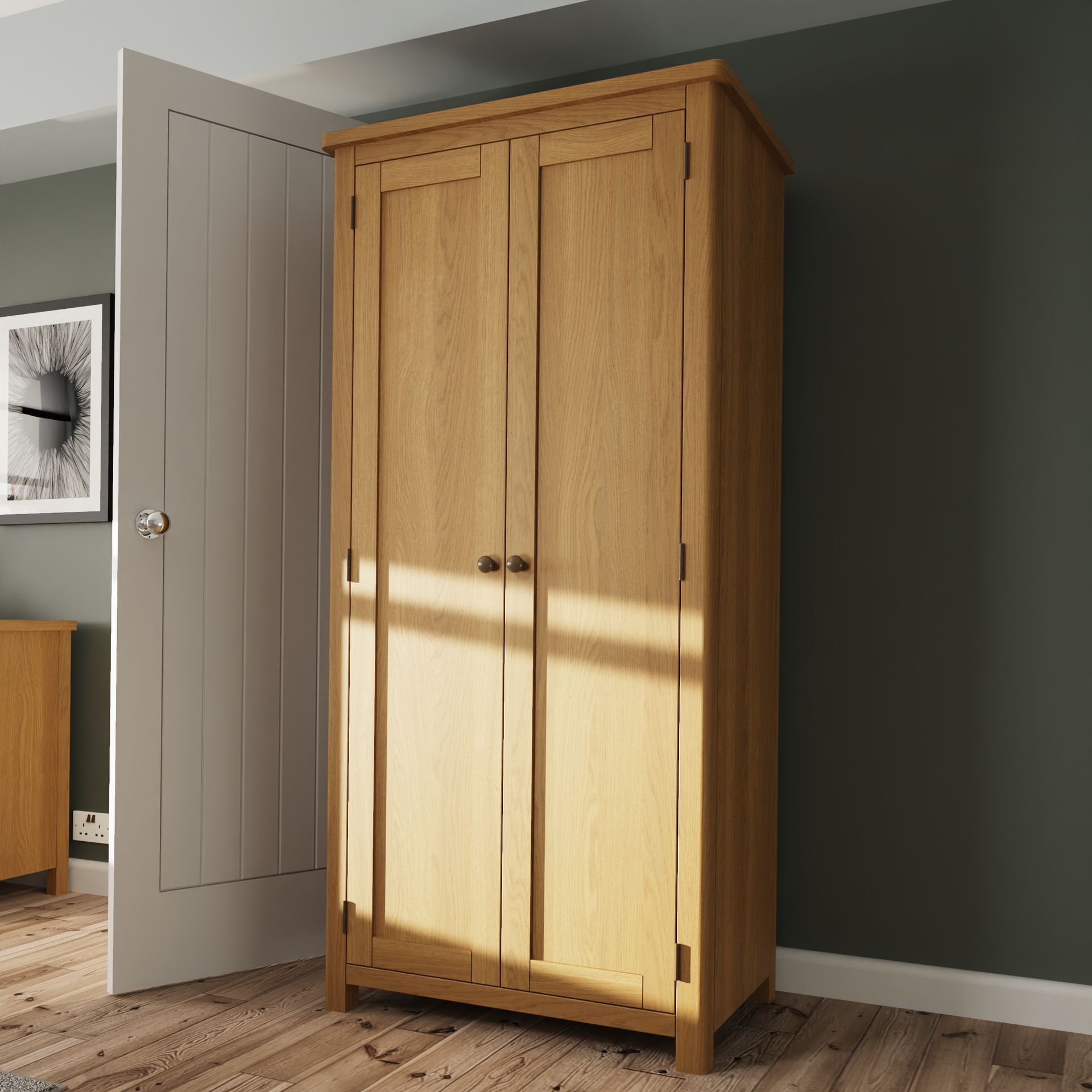 Warwick Oak Full Hanging Wardrobe