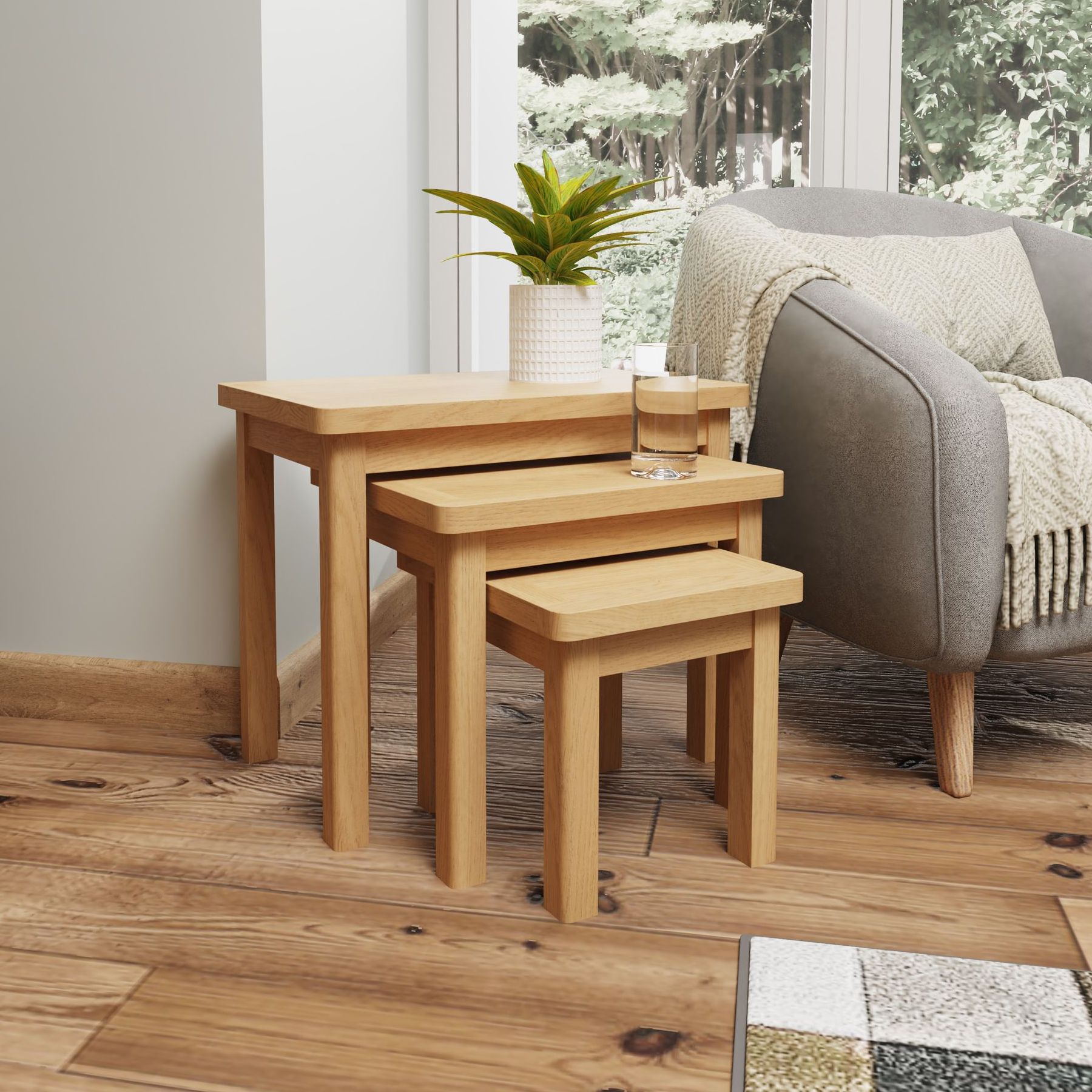 Warwick Oak Nest of 3 Tables