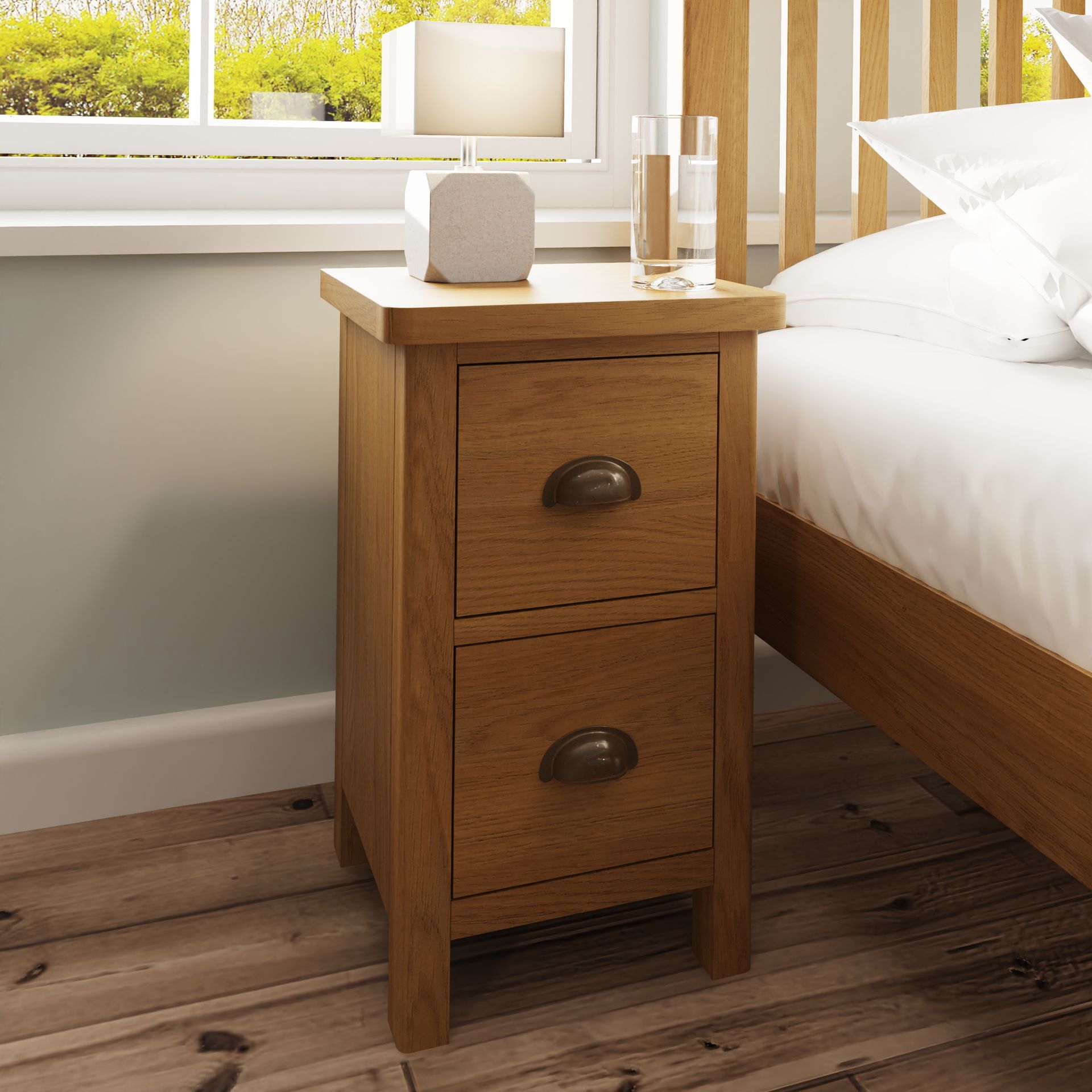 Warwick Oak Small Bedside Cabinet