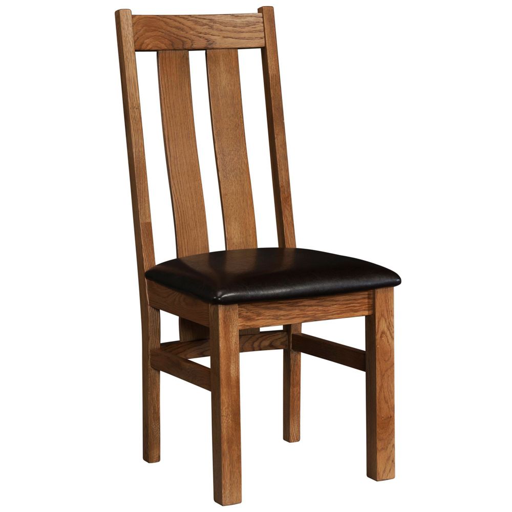Dorchester Rustic Oak Twin Slat Chair (PU Seat)