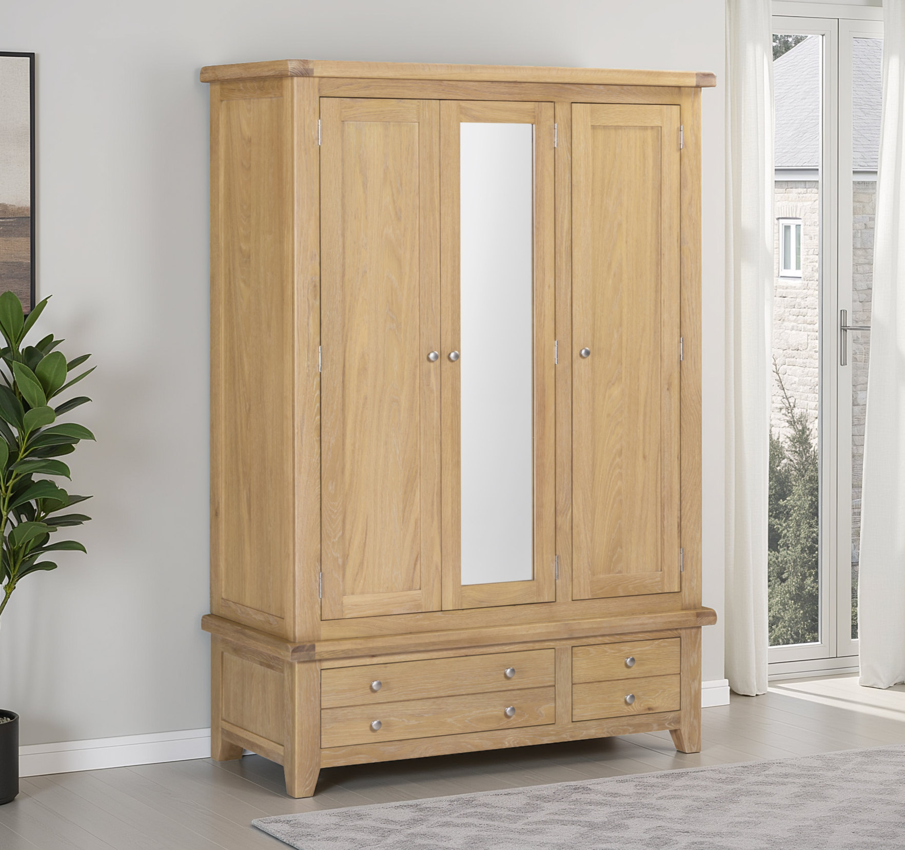 Windsor Oak Triple Wardrobe