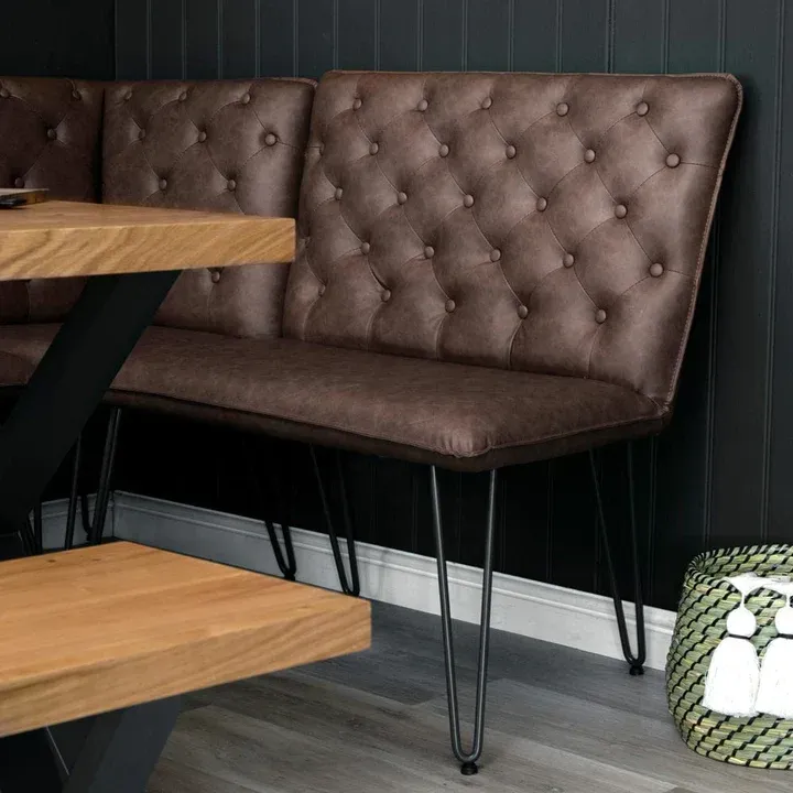 Brown Studded Back Bench 90cm