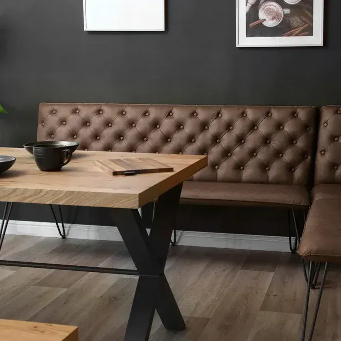 Brown Studded Back Bench 180cm