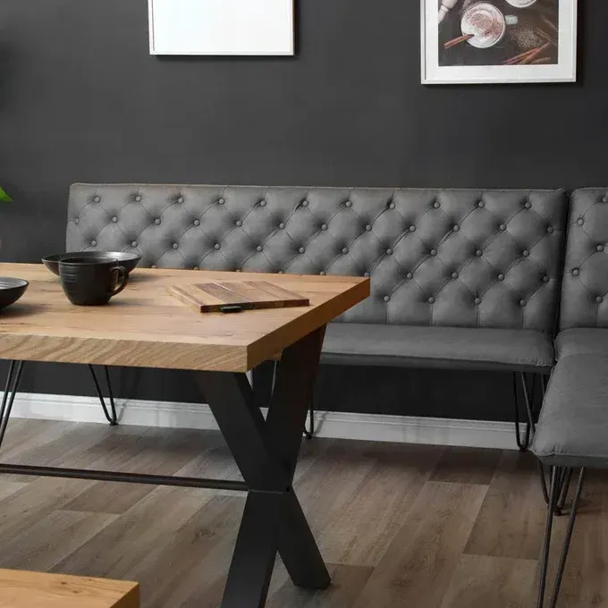 Grey Studded Back Bench 180cm