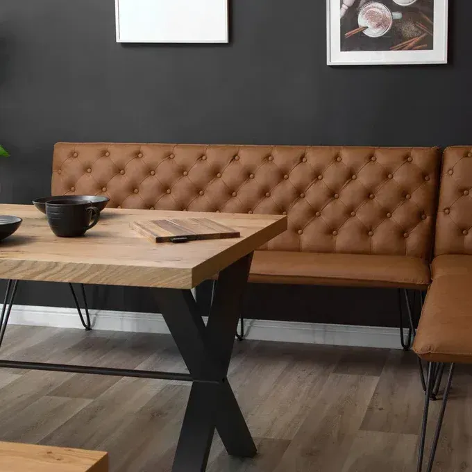 Tan Studded Back Bench 180cm