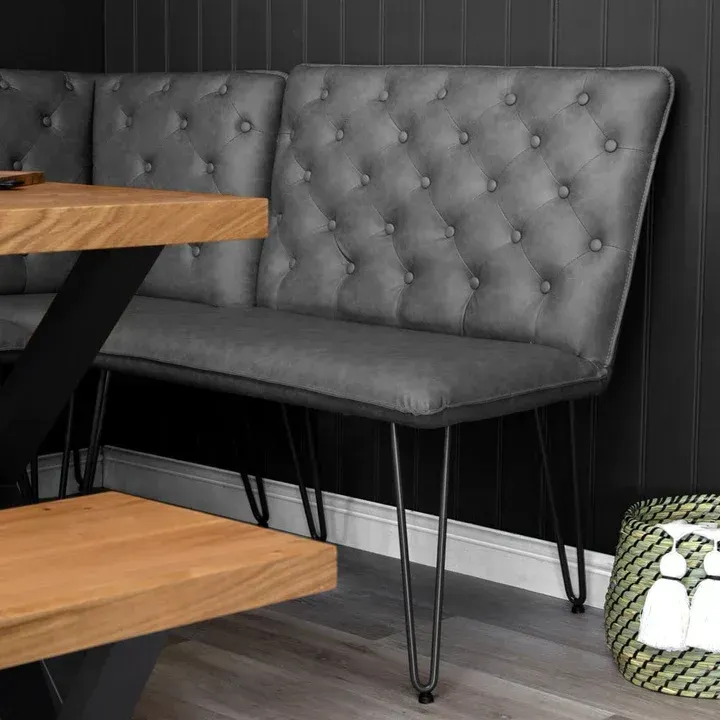 Grey Studded Back Bench 90cm