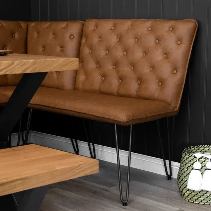 Tan Studded Back Bench 90cm