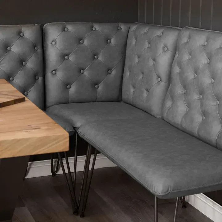Grey Studded Back Corner Bench